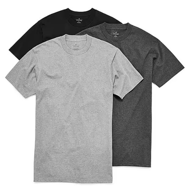 Stafford 3-Pack Men’s 100% Cotton Heavy Weight Crew-Neck T-Shirt Black/Gray