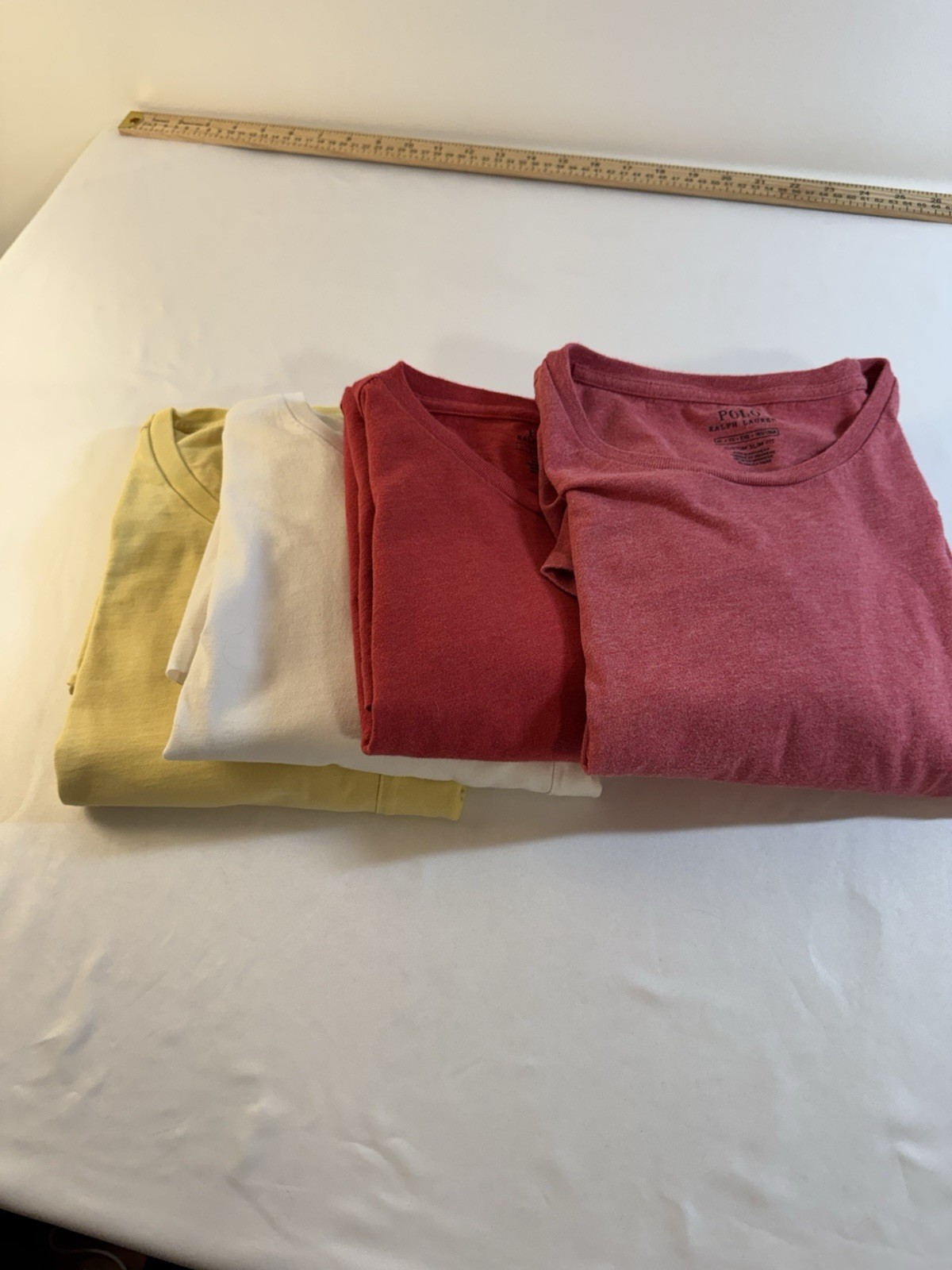 Polo Ralph Lauren T-Shirts Lot of 4 XL/L Classic & Slim Fit Red White Yellow
