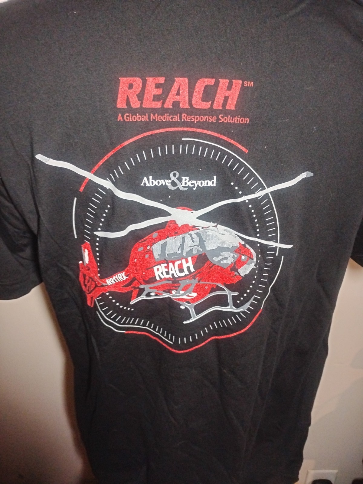 REACH Air Medical Services XL T-Shirt Above & Beyond Helicopter Medvac Airbus