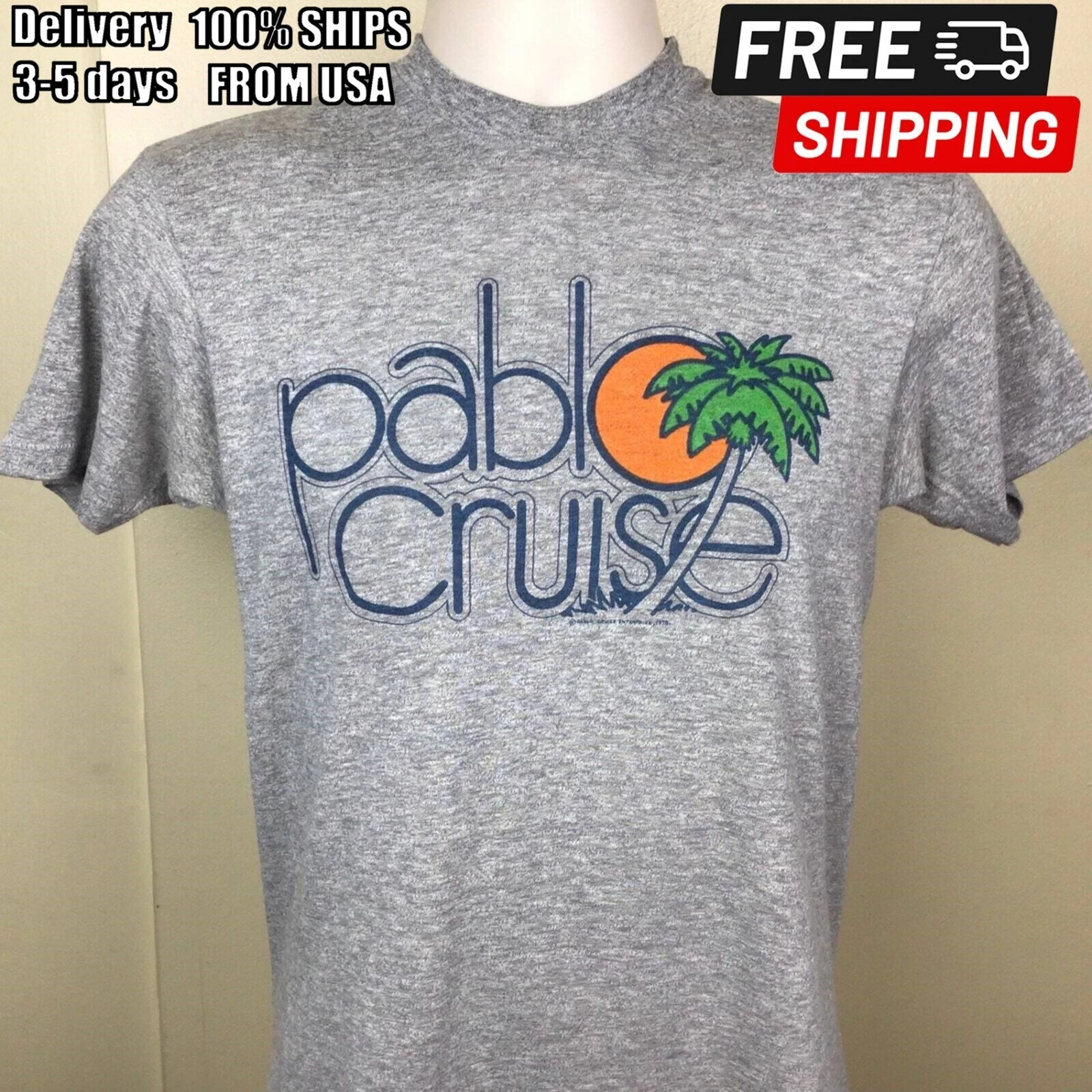 Vtg 1976 Pablo Cruise T-Shirt Heather Gray S 70s Classic Yacht Rock Band
