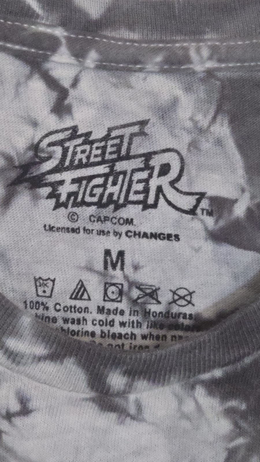 RARE CAPCOM Street Fighter II Press Start 8-Bit Neon Tie-Dye Tee – Size M