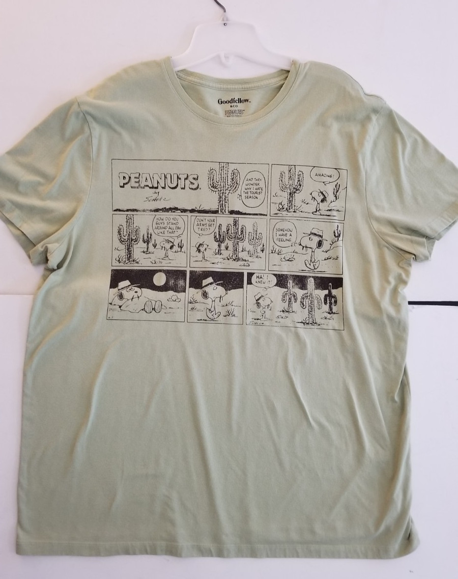 Charlie Brown & Peanuts TEE shirt , Men, XL. Green. Pre-washed.
