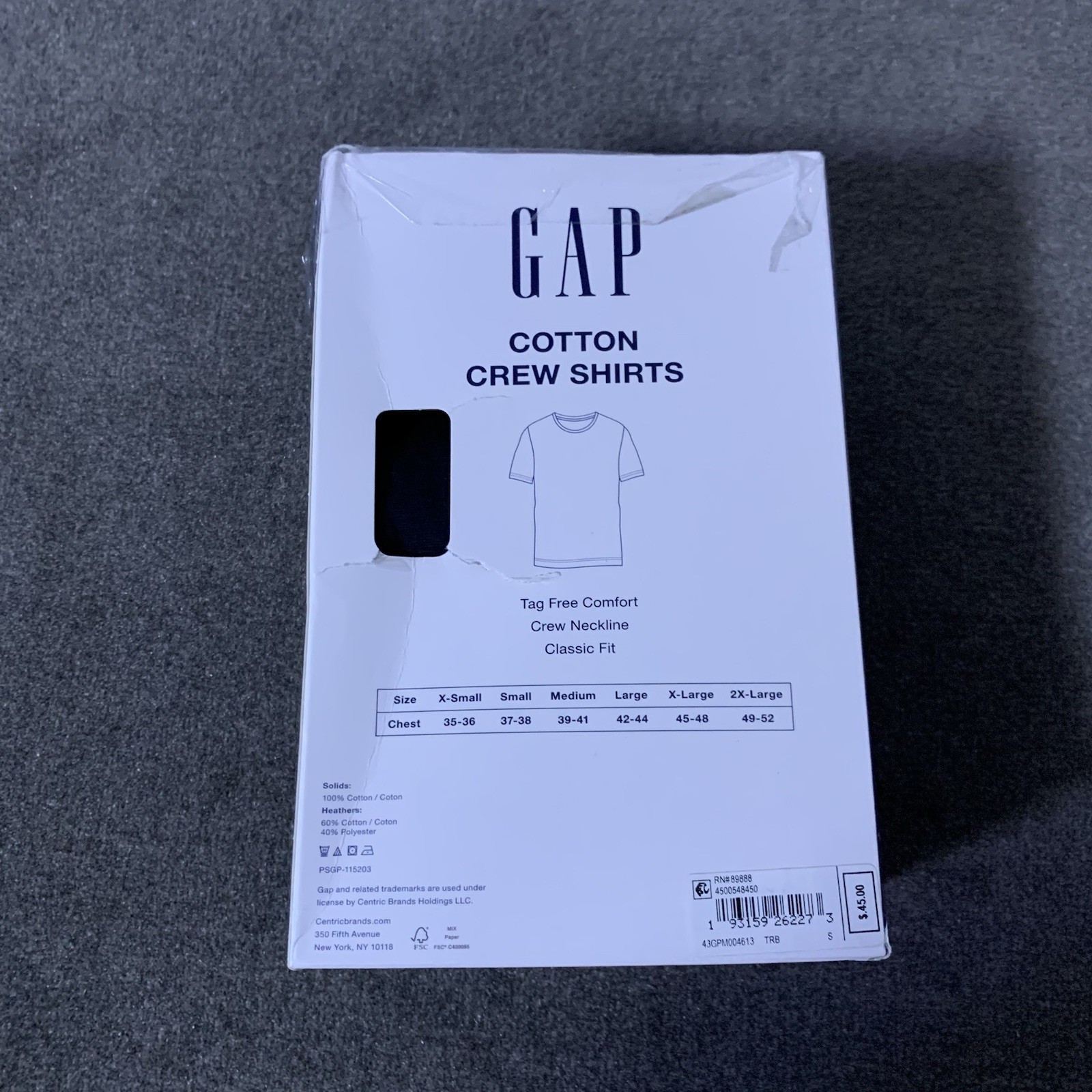 Gap Men’s 3-Pack Undershirts Small S Cotton Crew Neck Classic-Fit Black T-Shirt