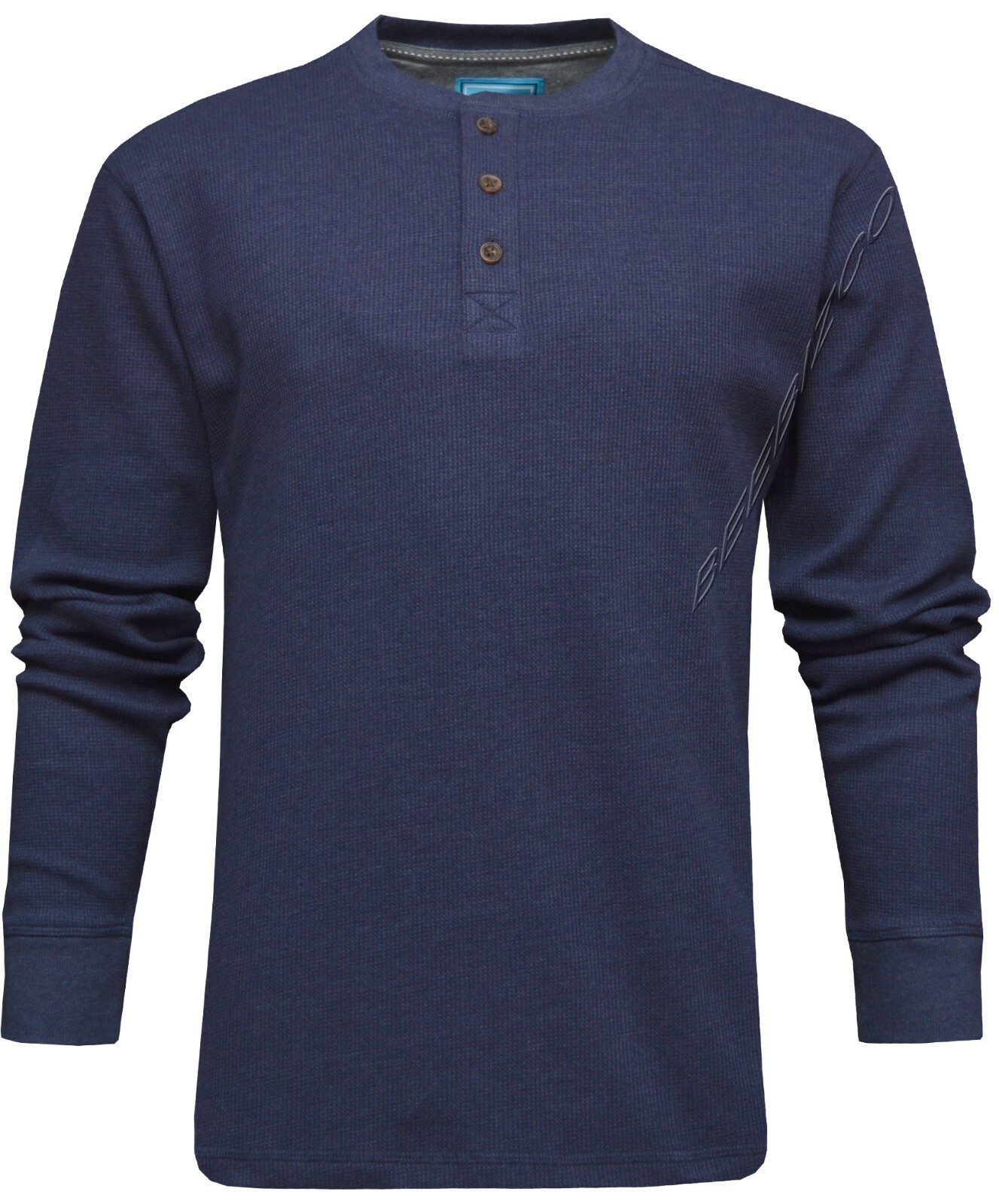 Mens Henley Jumper Top Plain Grandad Neck Waffle Knit T-shirt M-3XL by Beebizco