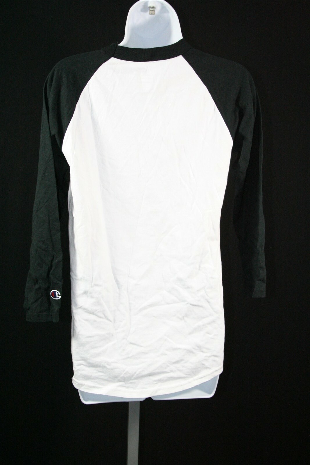 24A10 Champion T137 Authentic Apparel Baseball Tee SM White and Black