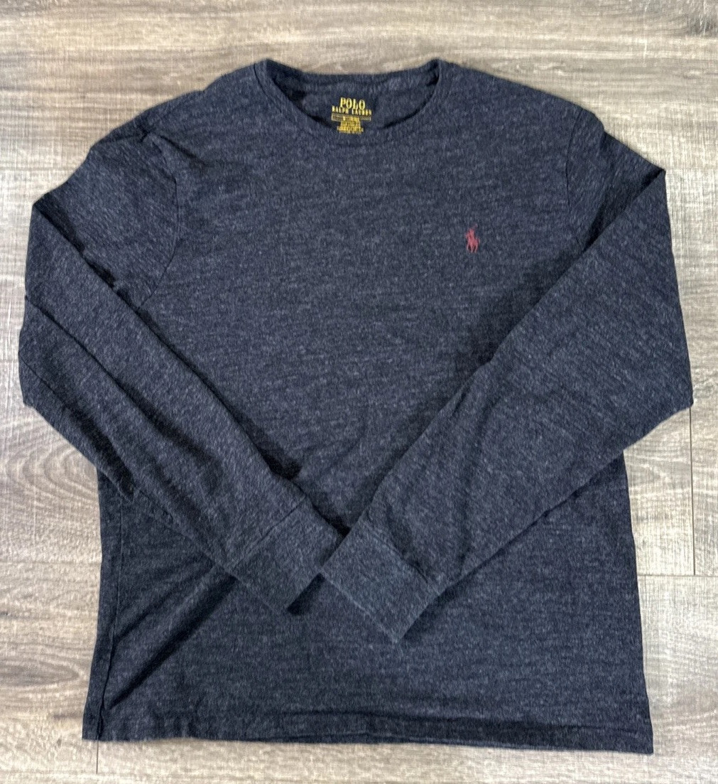 Ralph Lauren Mens T Shirt Medium Black Heather Polo Pony Logo Casual Preppy