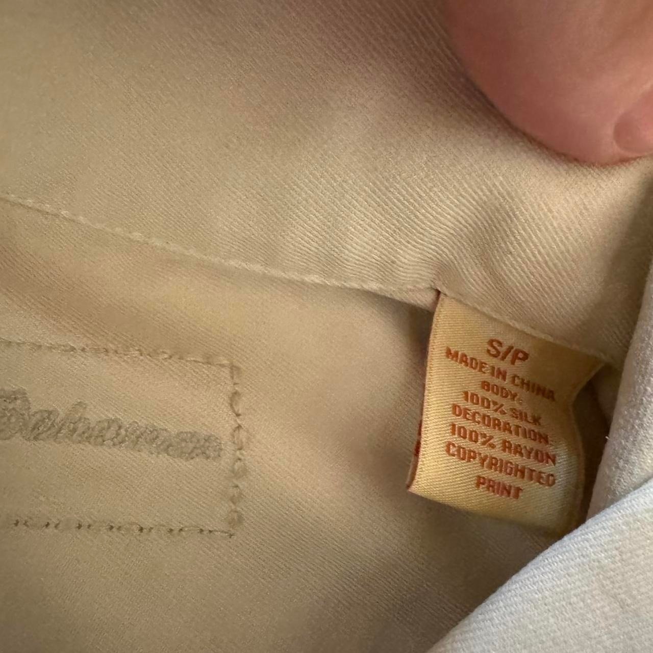 Tommy Bahama Men’s Shirt Button Up Silk Embroidered Motorcycle Cream Size Small