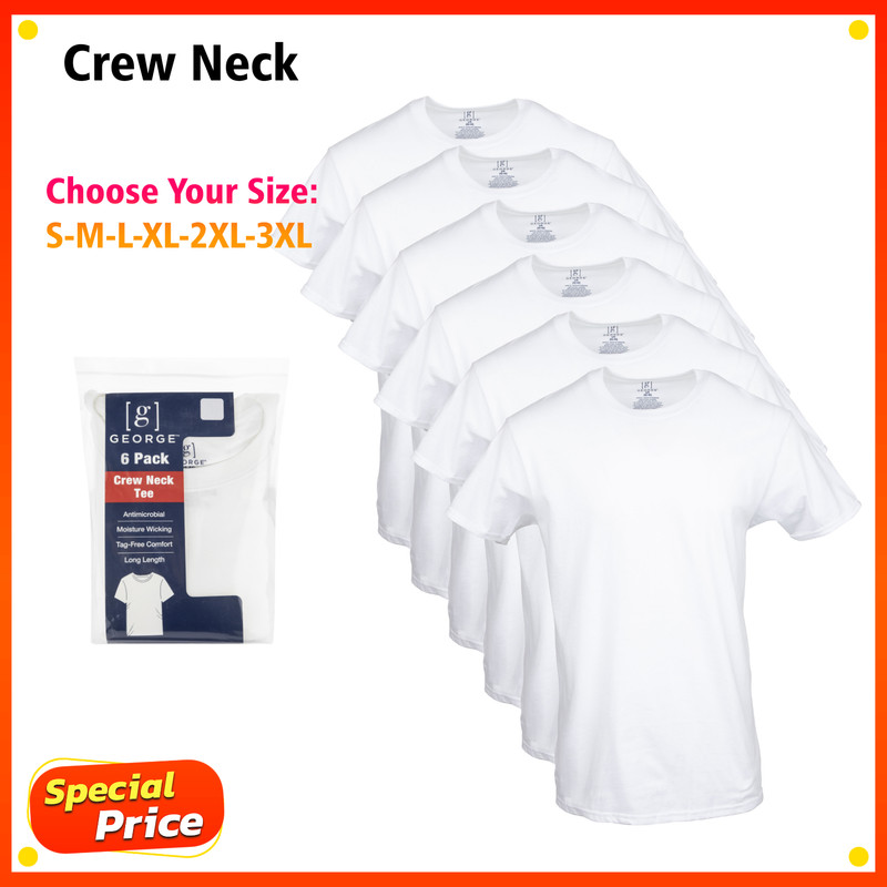 George Men’s ultra soft Crew T-shirts , 6-Pack Size FROM S To 3XL