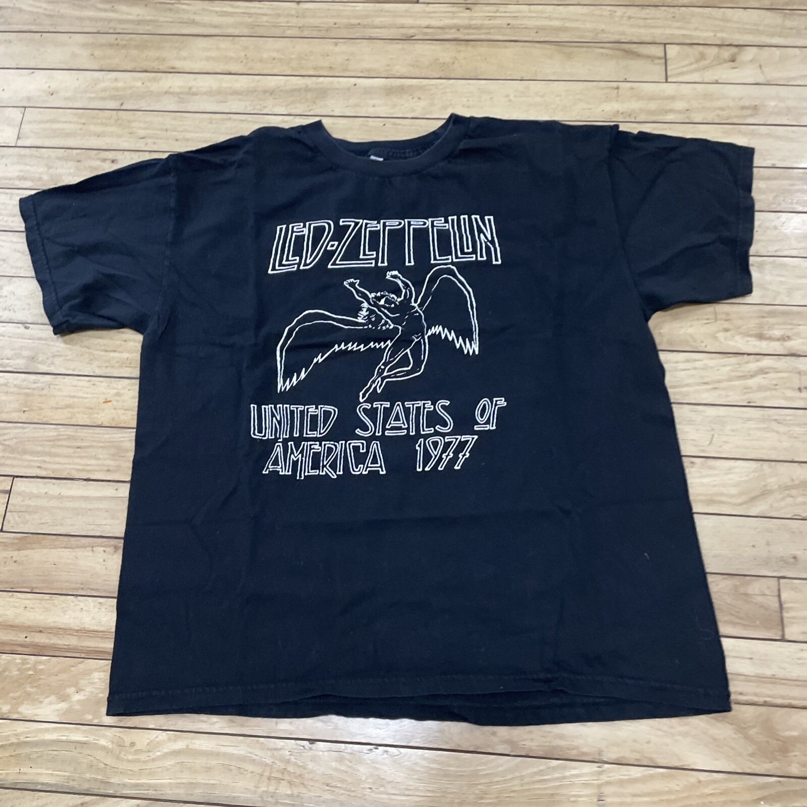 Led Zeppelin Shirt Vtg Y2k ALLSTYLE Men L Black Classic Rock Music Band Tee 42″