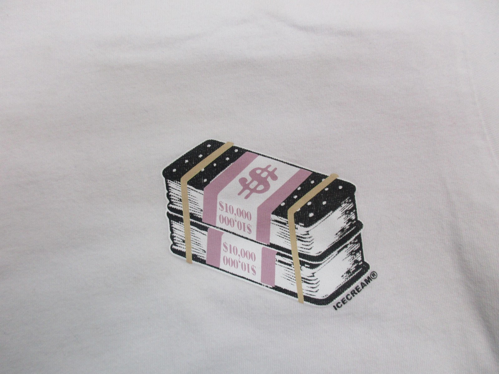 Icecream Shirt Mens Small White Money Stack Graphic Tee Streetwear Logo Back