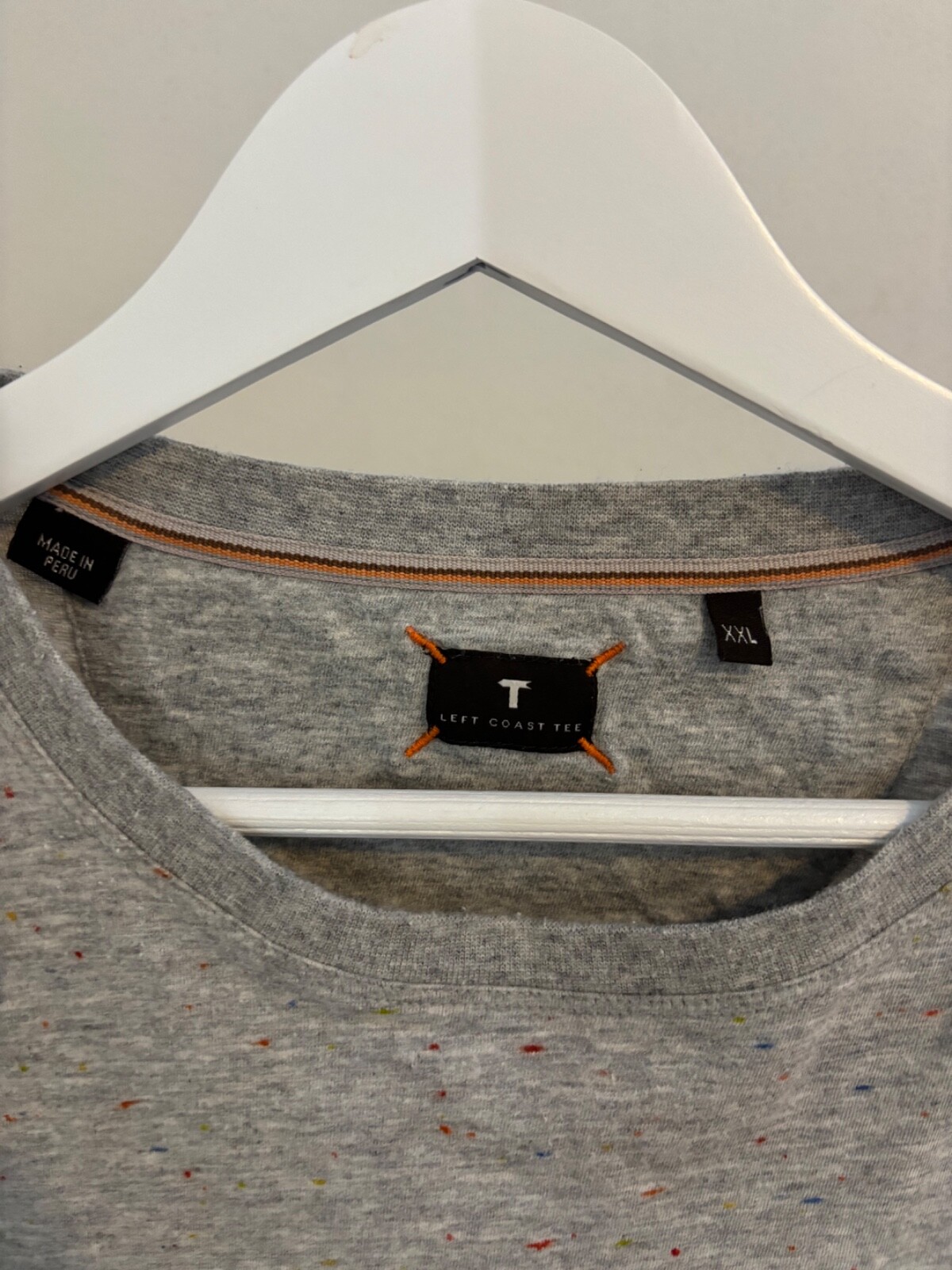 Left Coast Tee Mens XXL Grey Speckle Design Heavyweight Shirt