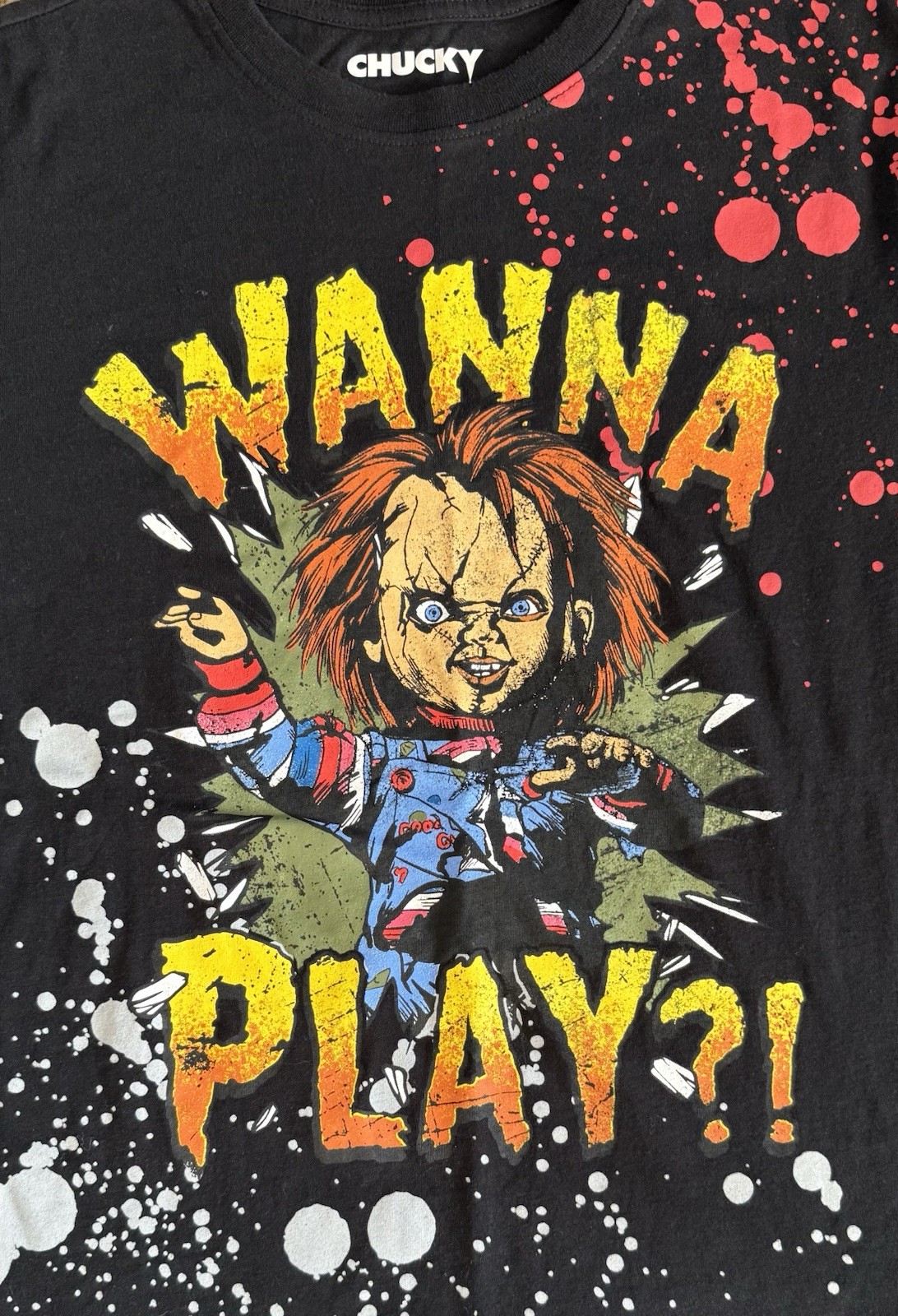 Child’s Play Chucky “Wanna Play?!” Licensed T Shirt Size Small Black