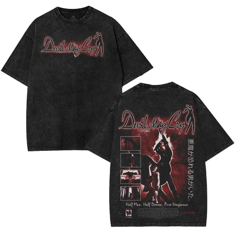 Devil May Cry DMC Dante Double Printed Graphic Tee Streetwear T-Shirt
