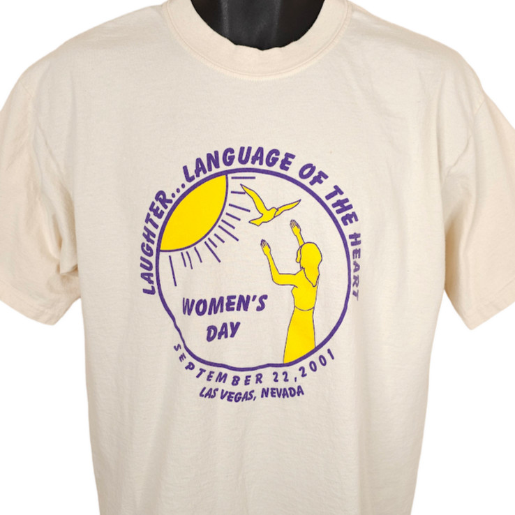 Vintage Womens Day T Shirt Mens Size Large Cream Y2K 2001 Language Of The Heart