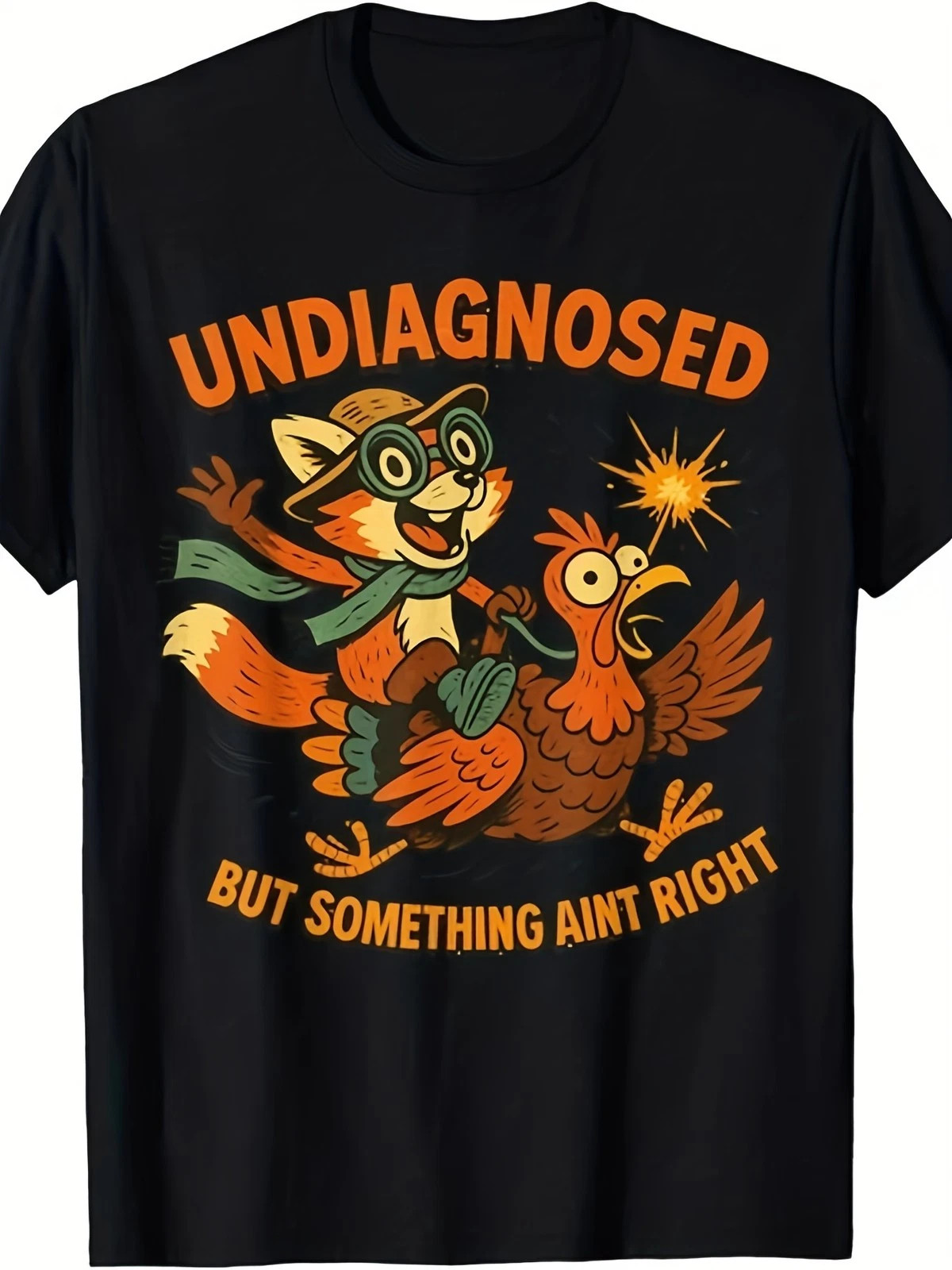 Funny Undiagnosed But Something Ain’t Right Raccoon Rooster Graphic