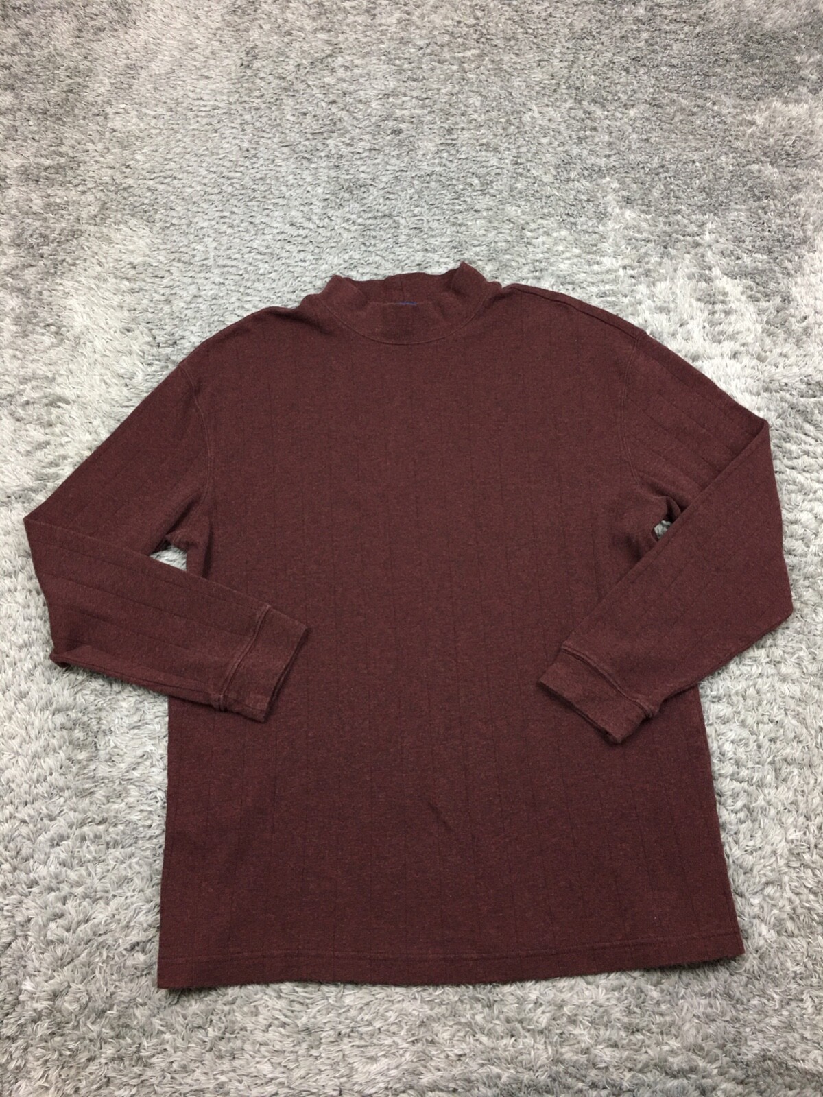 John Ashfort Mock Neck Shirt Mens Size Large Dark Red / Brown Stretch
