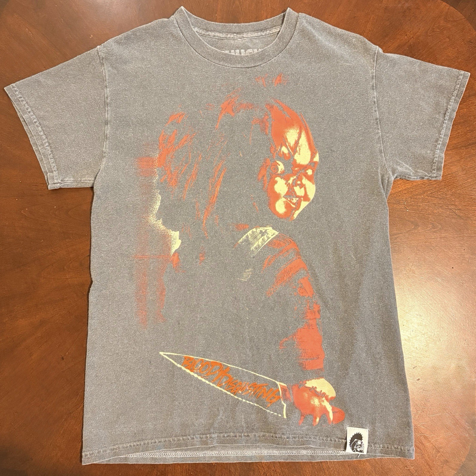 Child’s Play Chucky Bloody Disgusting Maniac Shirt Small Faded Look Double Sided