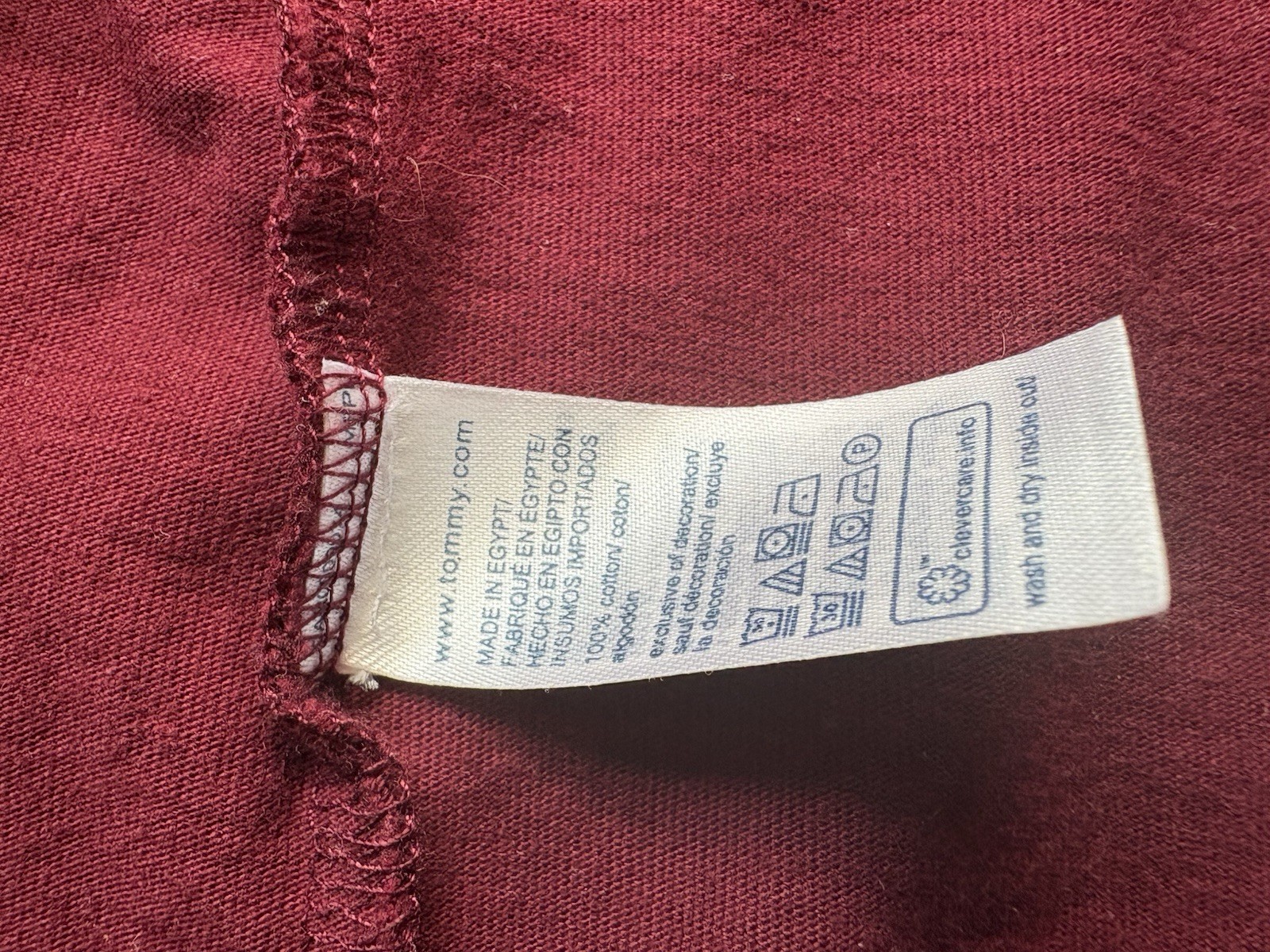 Tommy Hilfiger Men’s Burgundy Colorblock Logo Crew Neck Cotton Knit Tee 3XL