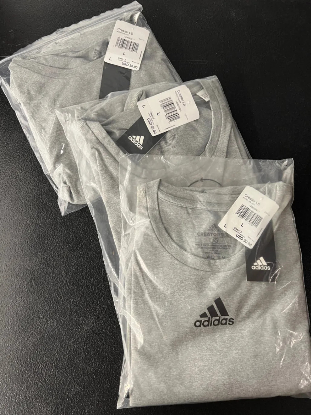 Adidas Creator Tee Grey LS Gray Large Long Sleeve T-Shirt Men’s Clothing