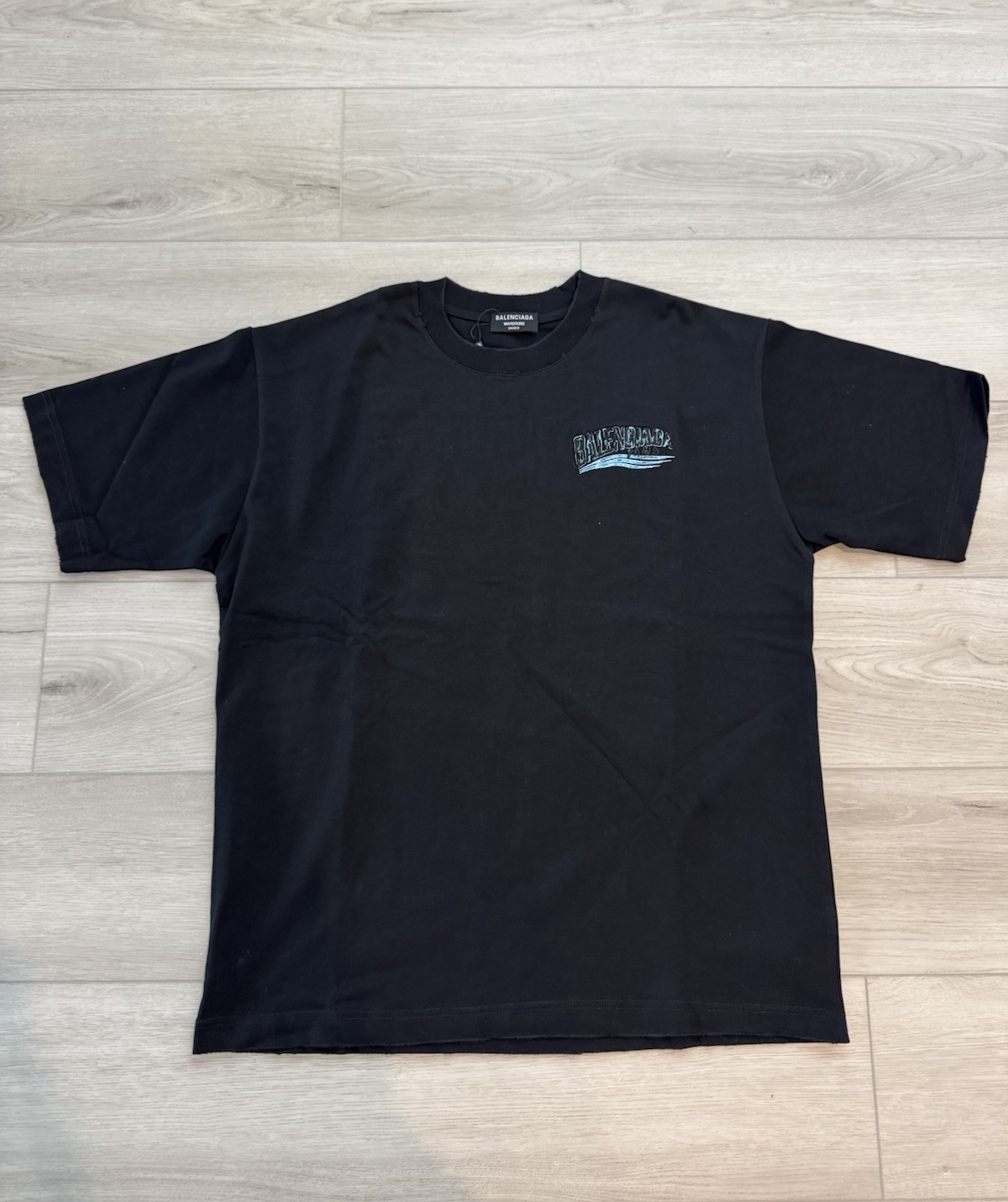 Balenciaga Embroidered Distress T-shirt Black Sz 2XL