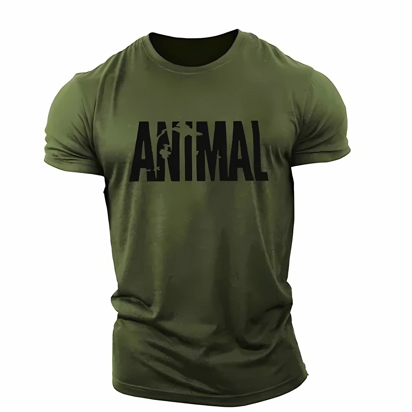 Men Muscle Gym T-Shirts Short Sleeve Workout Athletic Bodybuilding Animal Tee