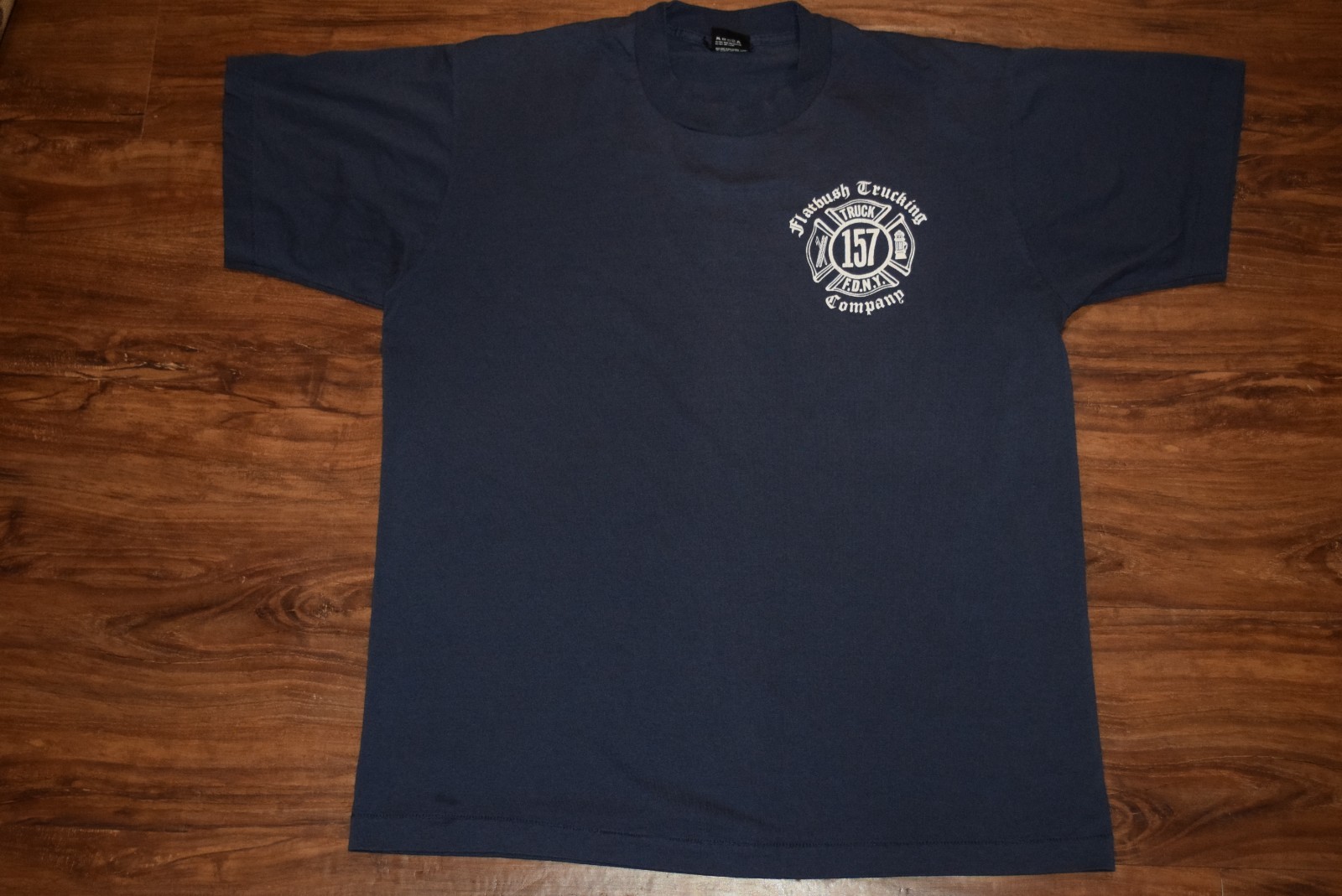 FDNY vtg Single Stitch Fire New York Flatbush Brooklyn t shirt Tag XL Fit L L/XL