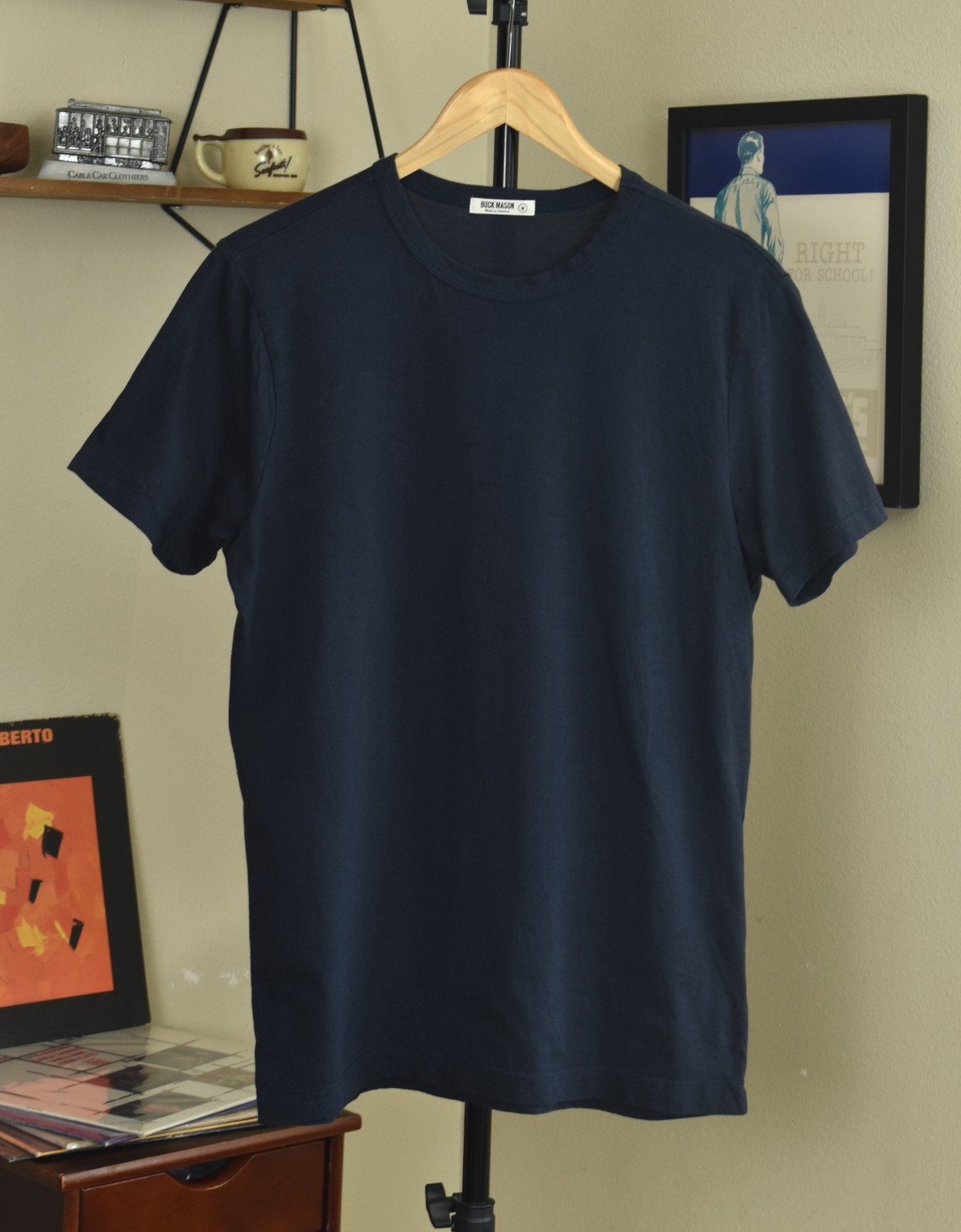 Buck Mason Navy Blue T-Shirt -M- 100% Cotton Short Sleeve Made in USA