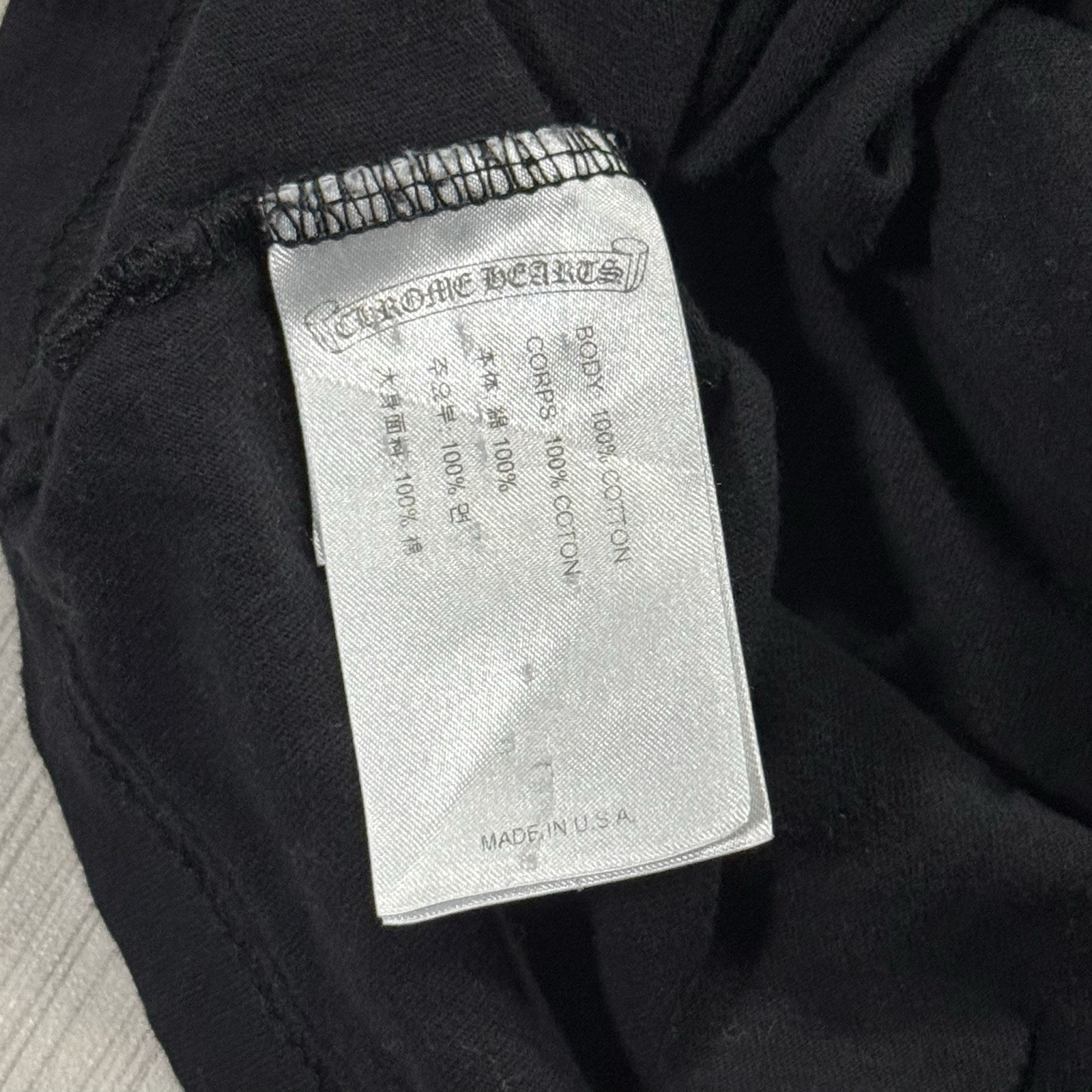 Mens Chrome Hearts USA Black Scroll Pocket T Shirt Size Large