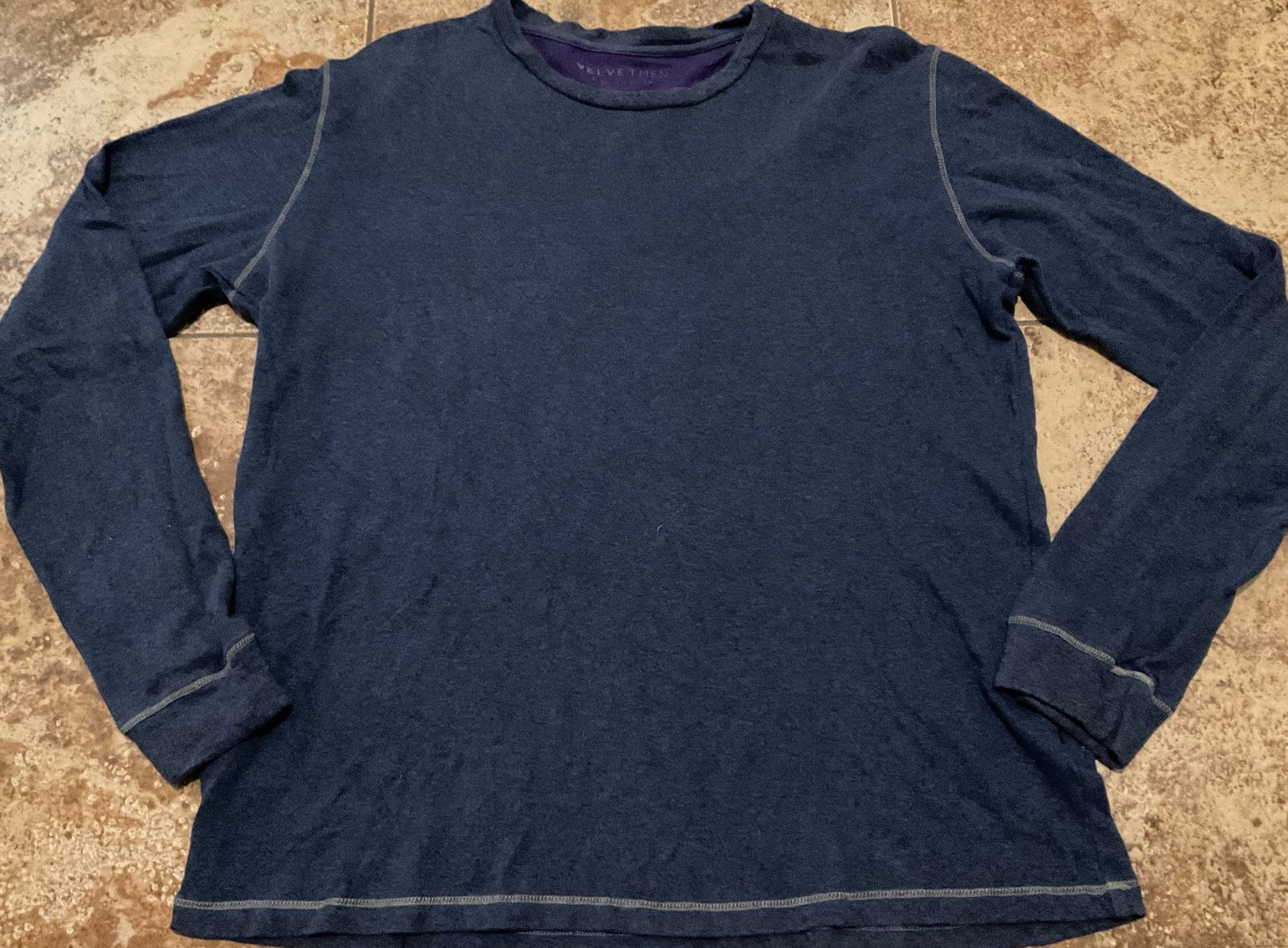 VELVET BY GRAHAM & SPENCER LONG SLEEVE RAGLAN SHIRT ( MENS M ) BLUE TONE