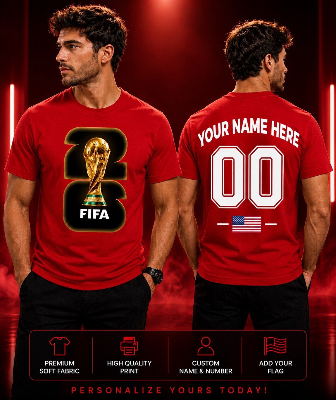 FIFA World Cup 2026 T-Shirt, Personalized Soccer Fan Shirt 26, Custom All Size