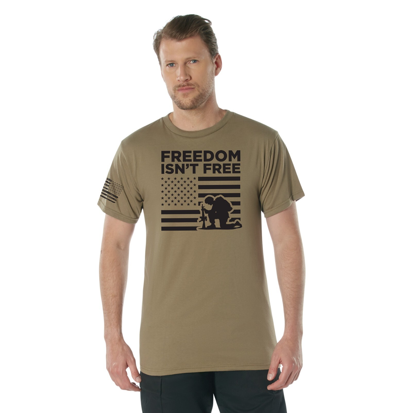 Men’s Coyote Brown “Freedom Isn’t Free” US Flag T-Shirt