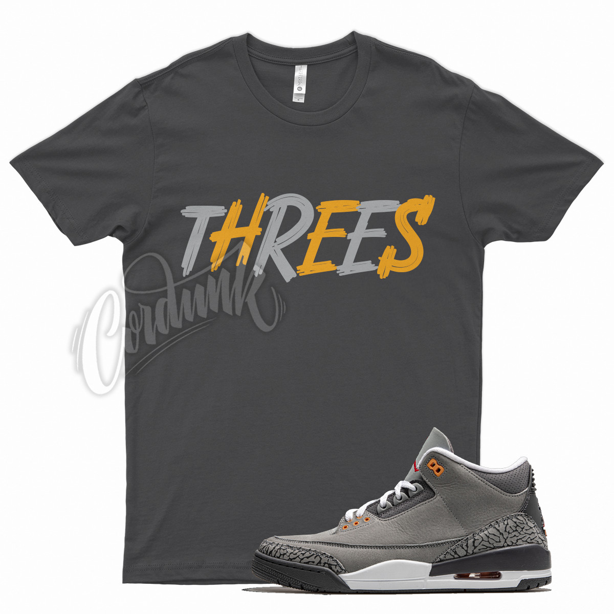 Cool Grey THREES T Shirt for J1 3 Cool Grey Orange Peel Elephant Print