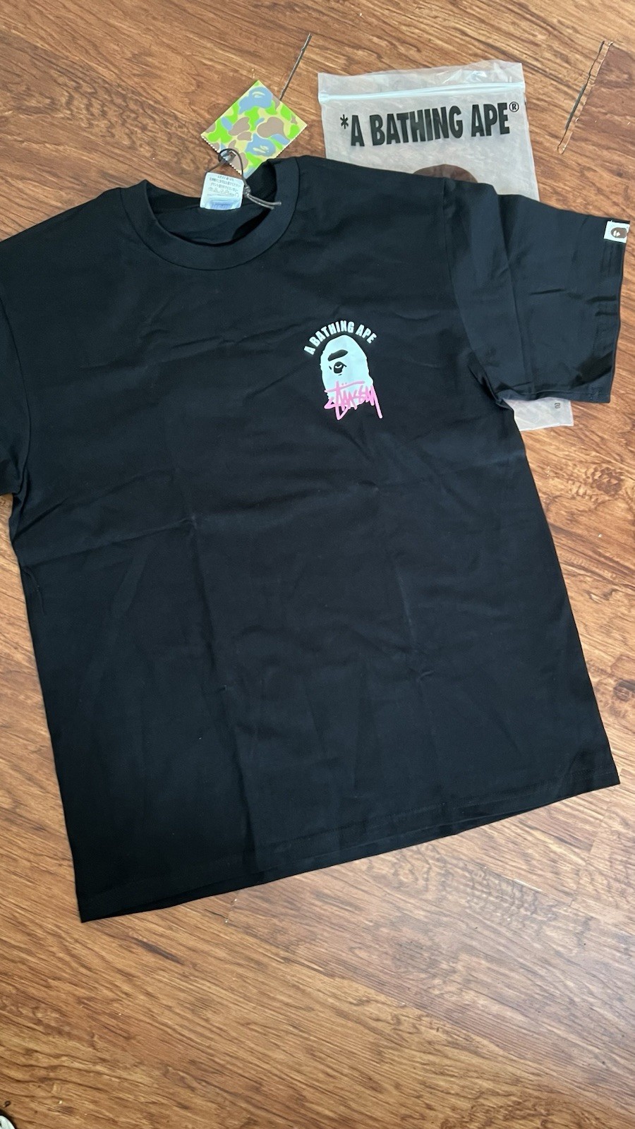 A Bathing Ape BAPE Baby Milo Logo Graphic Black T-Shirt Men’s L Cotton Crew