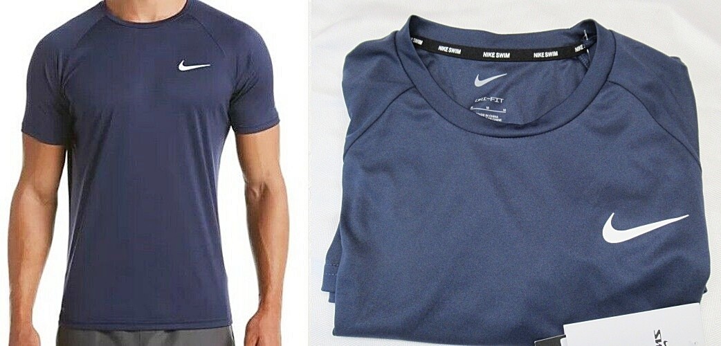 Nike Men’s Hydroguard Dri-FIT Stretch UPF 40+ Guard Swim Top Size M Navy NWT