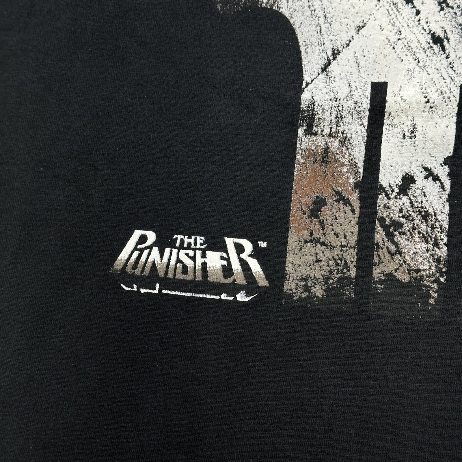 VTG The Punisher Shirt Men XL Black Marvel Mad Engine Rusted Bloody Skull Y2K 04