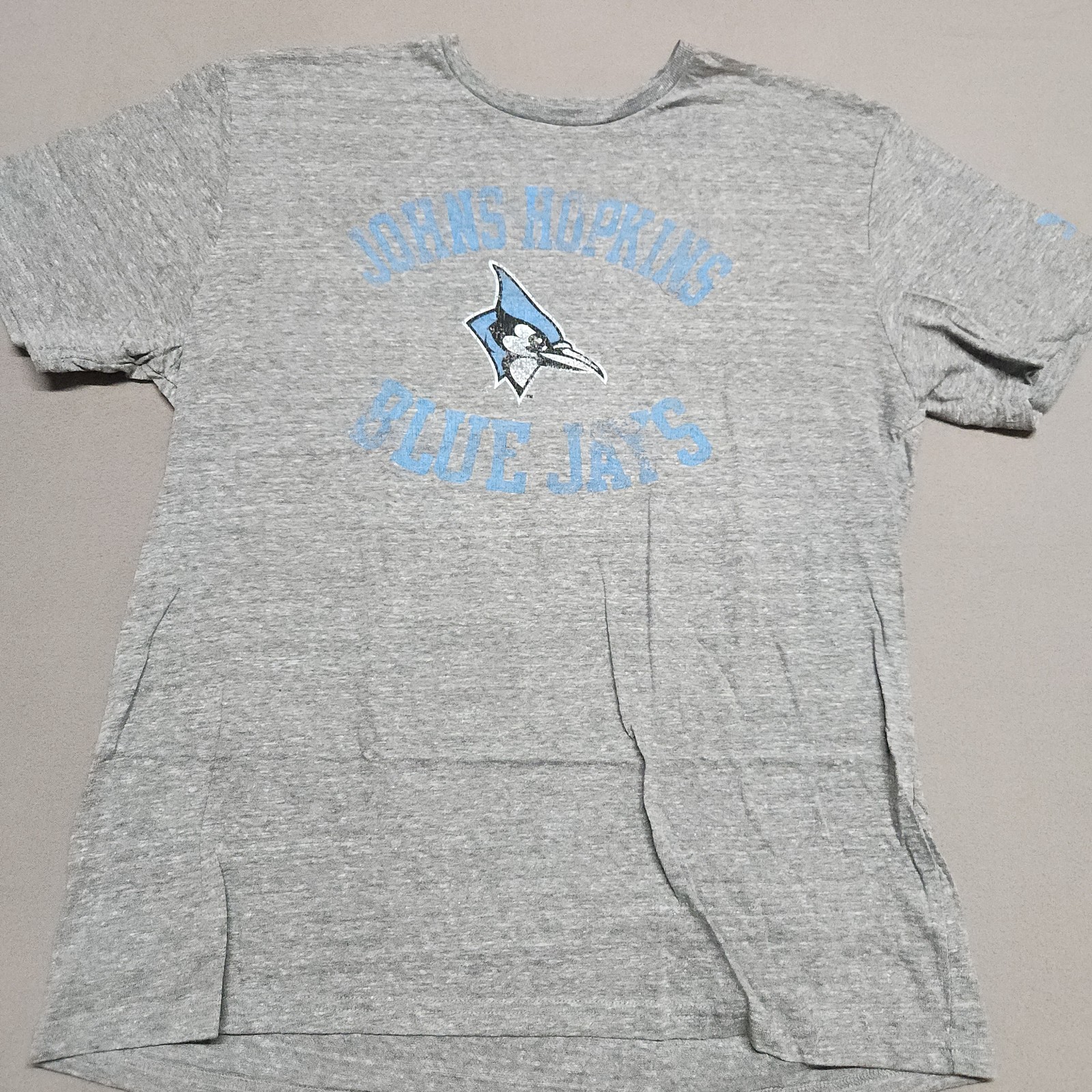 Adidas Johns Hopkins Blue Jays T Shirt XL Poly Cotton Rayon Collegiate Gray 133