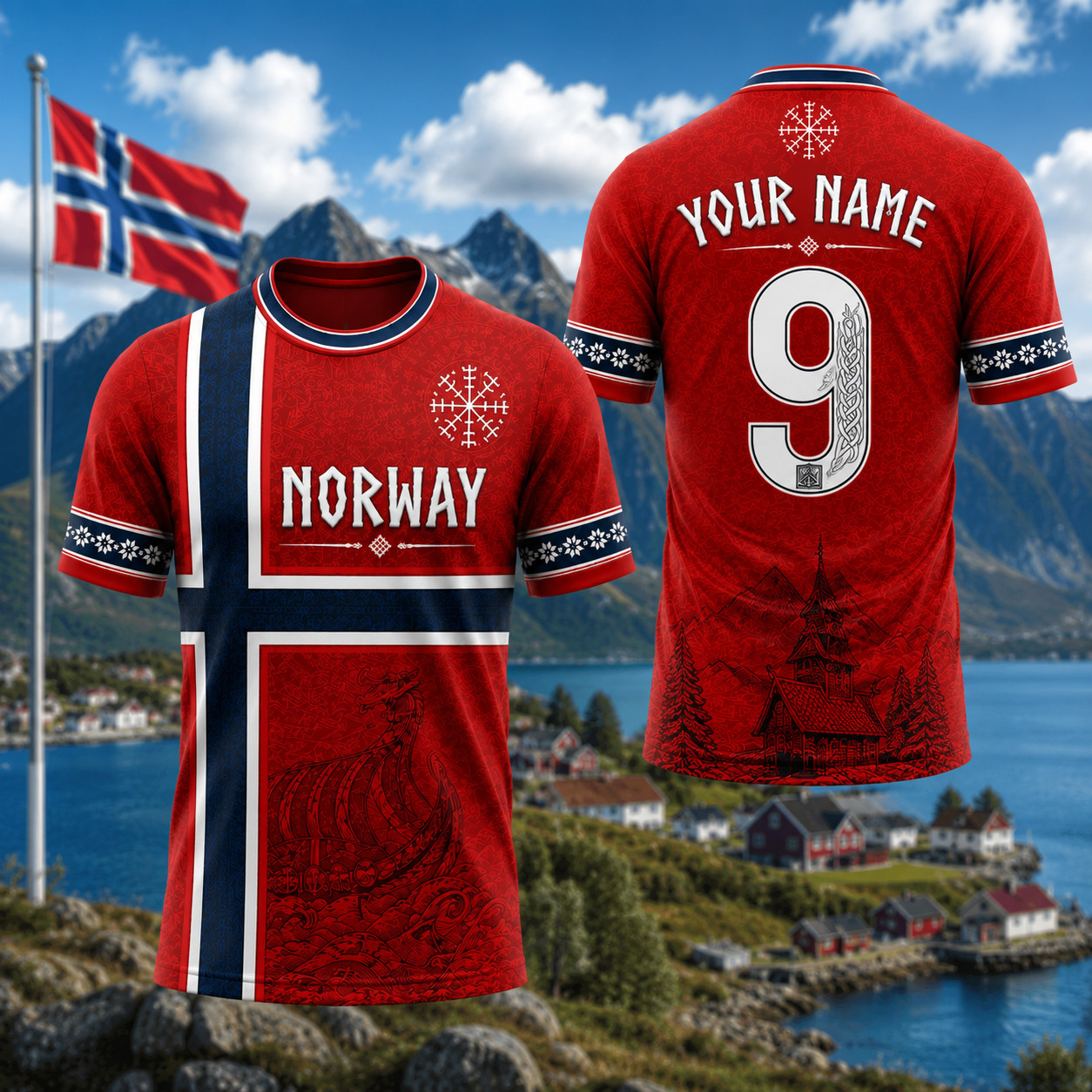 Noway Soccer Jersey Custom Name Number Nowegian Football Shirt (S-5XL)