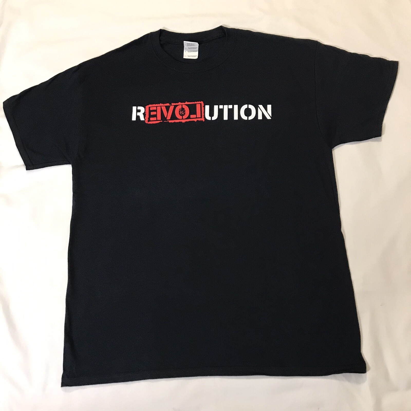 Revolution Shirt Mens Large Black Red White Graphic