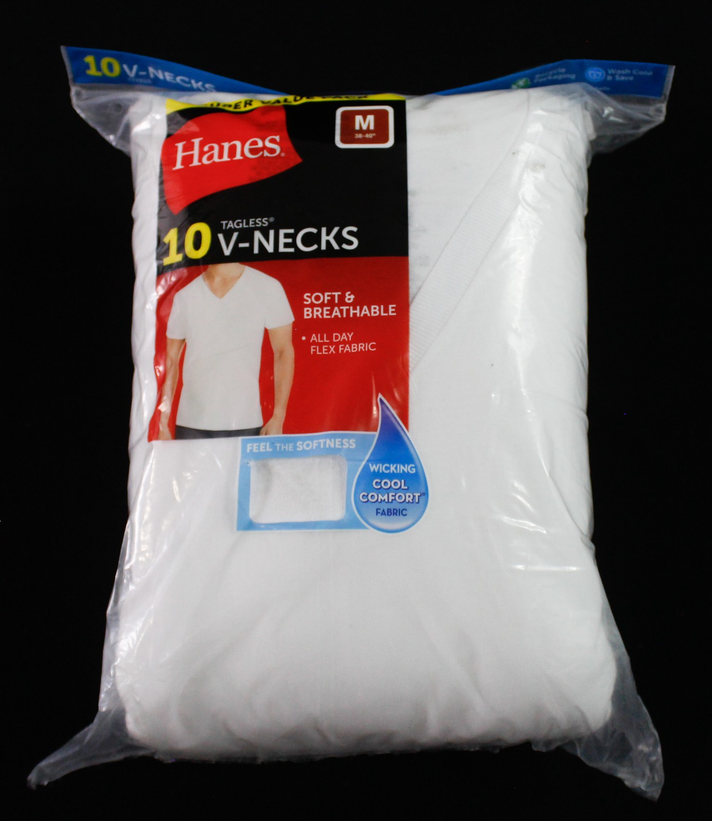 Hanes Men’s Soft Breathable 10 Pack V Necks BM7 White Medium NWT NWT