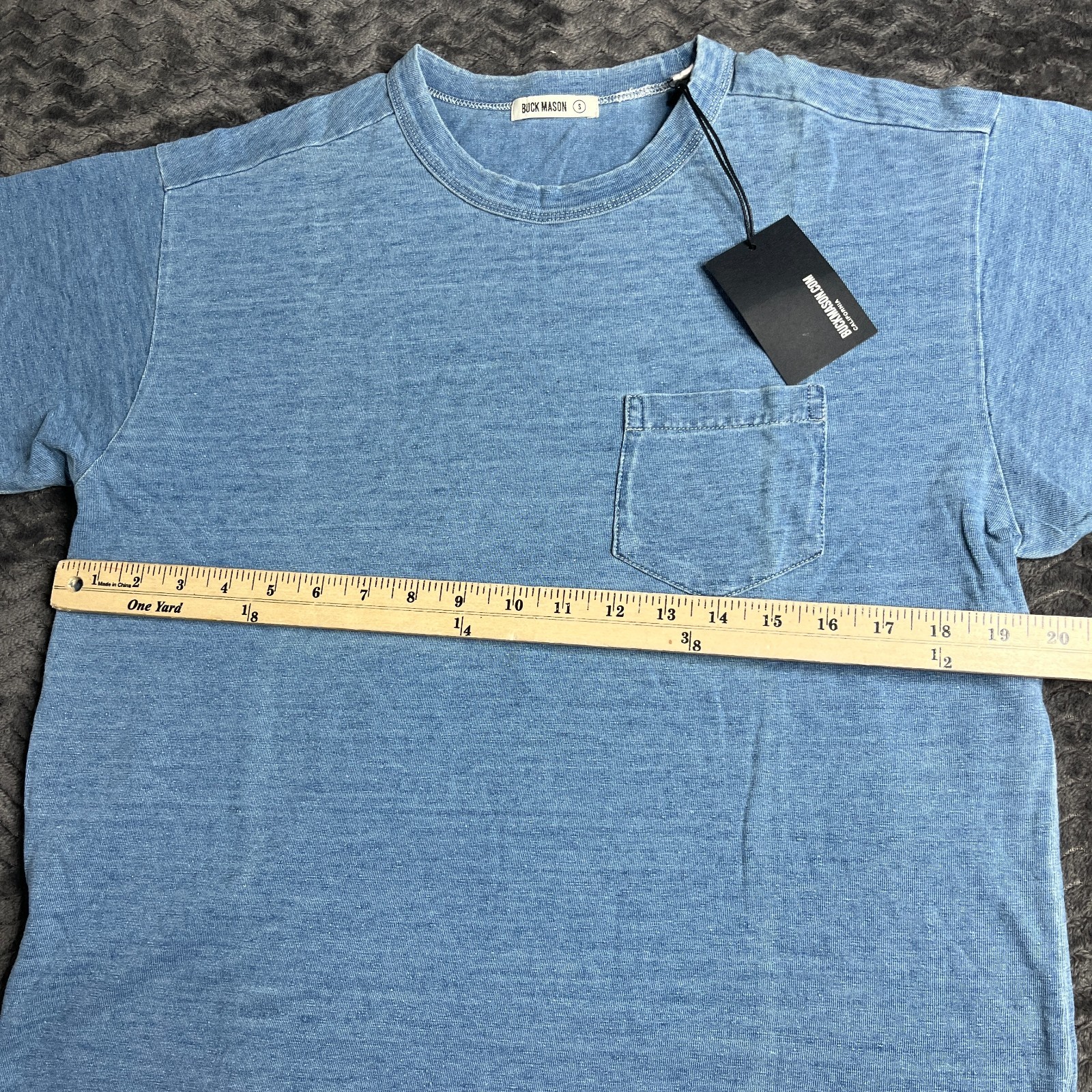 Buck Mason size S Indigo Dipped Yuma 90s Boxy T Shirt Short Sleeve NWT