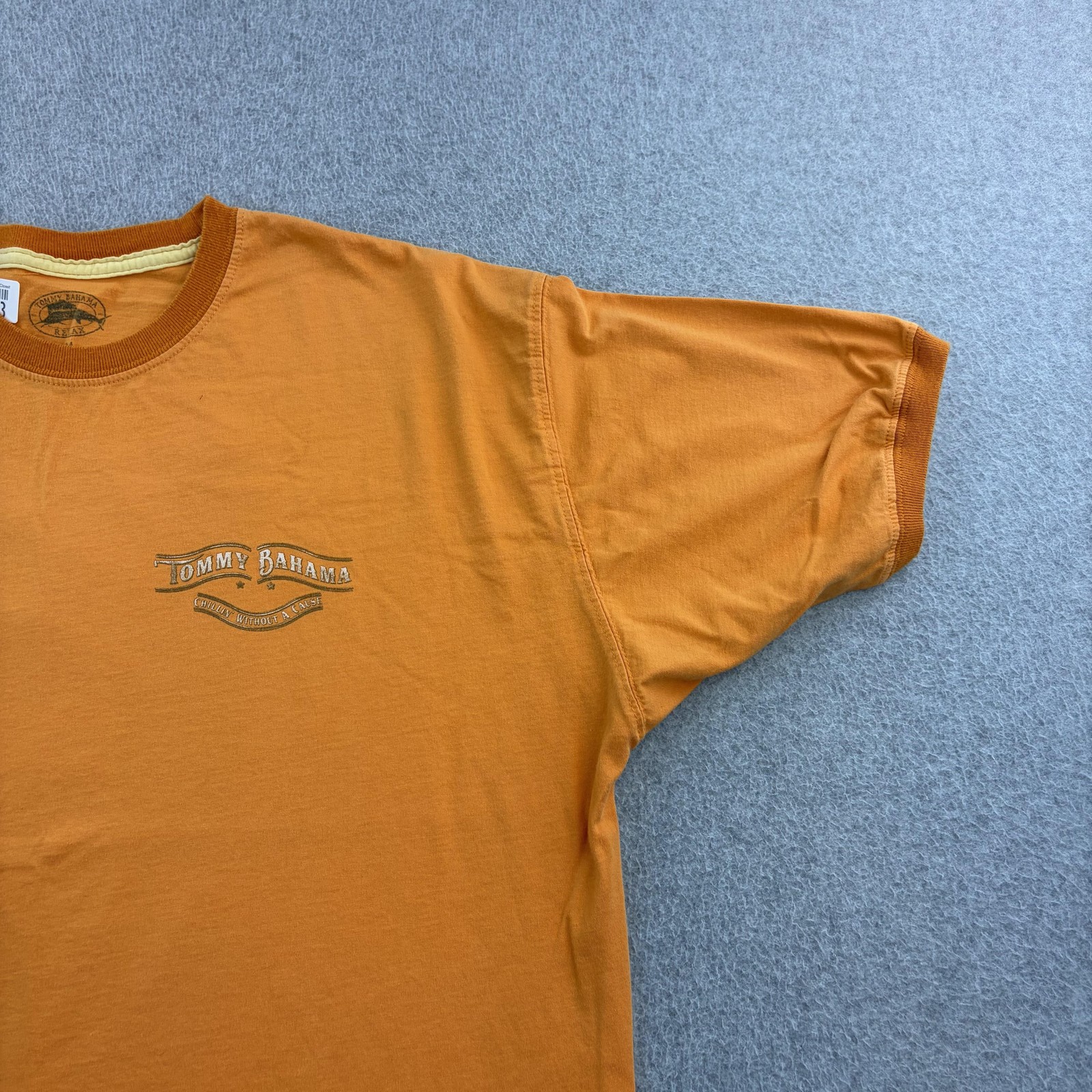 Tommy Bahama Shirt Mens Medium Orange Motorcycle Chillin Without Cause Tee Adult