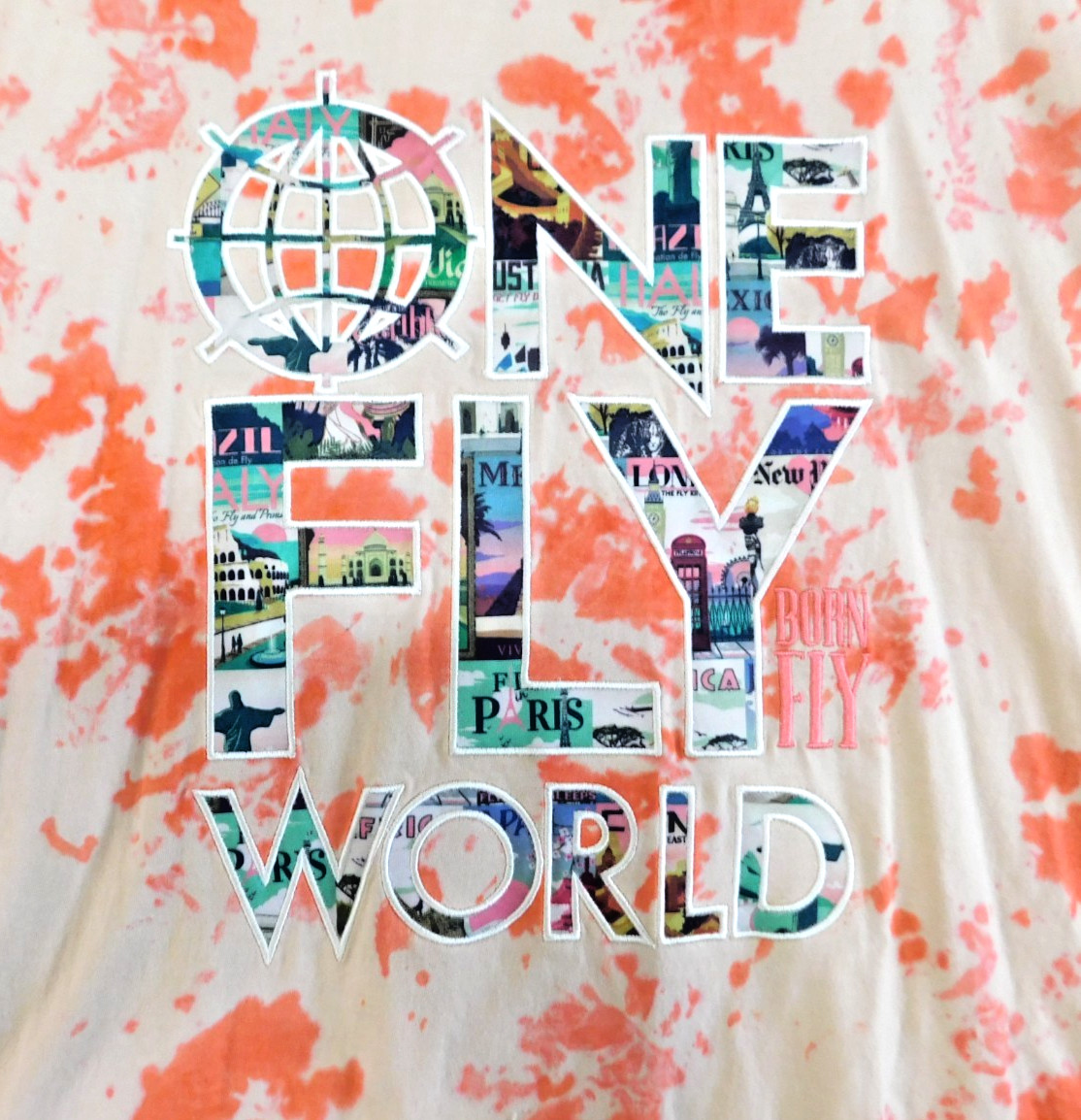 Rare Size 2X Large XXL Born Fly One Fly World t-shirt Orange Cream