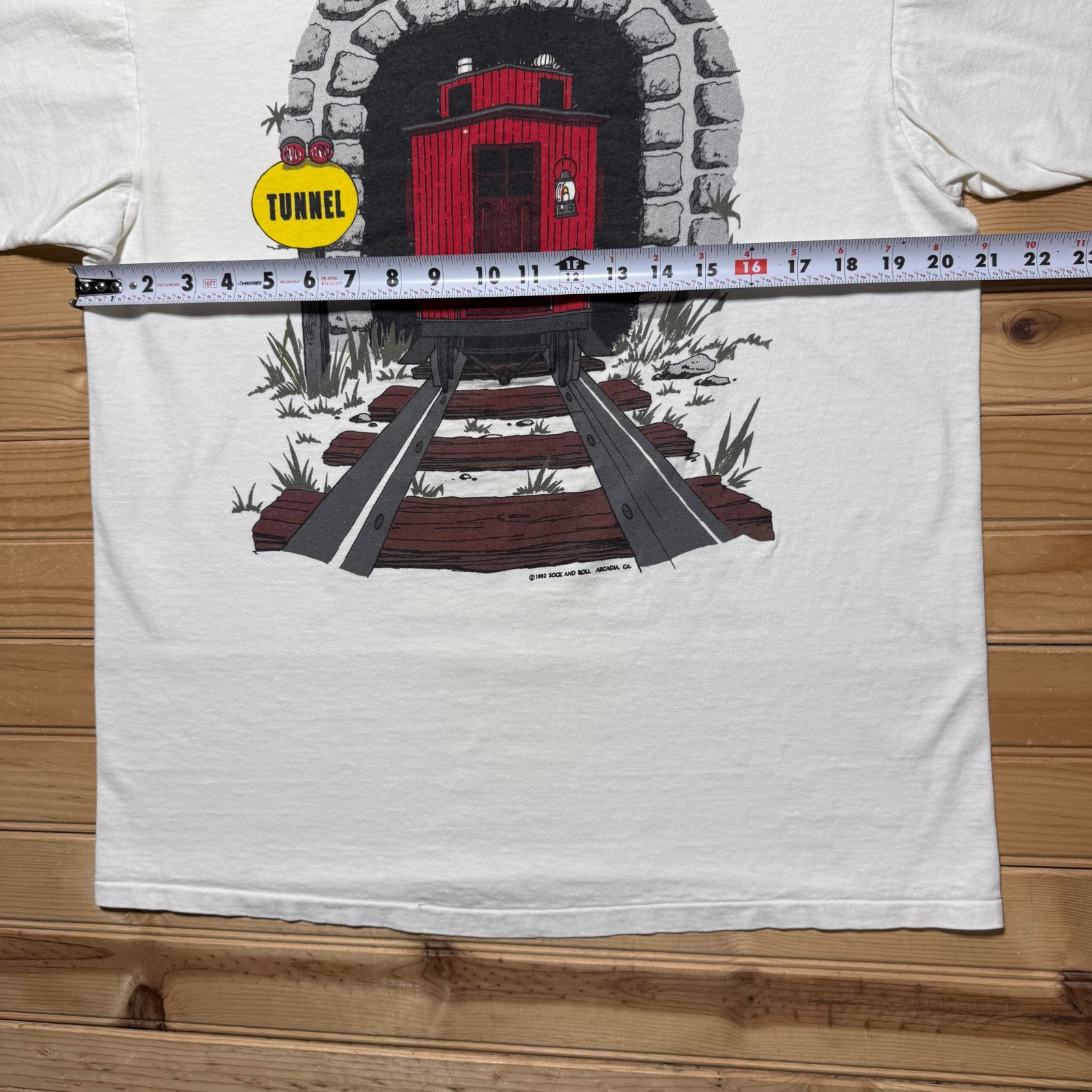 Vintage 1992 Steam Engine Train Locomotive Railroad Tunnel Graphic T-Shirt Large