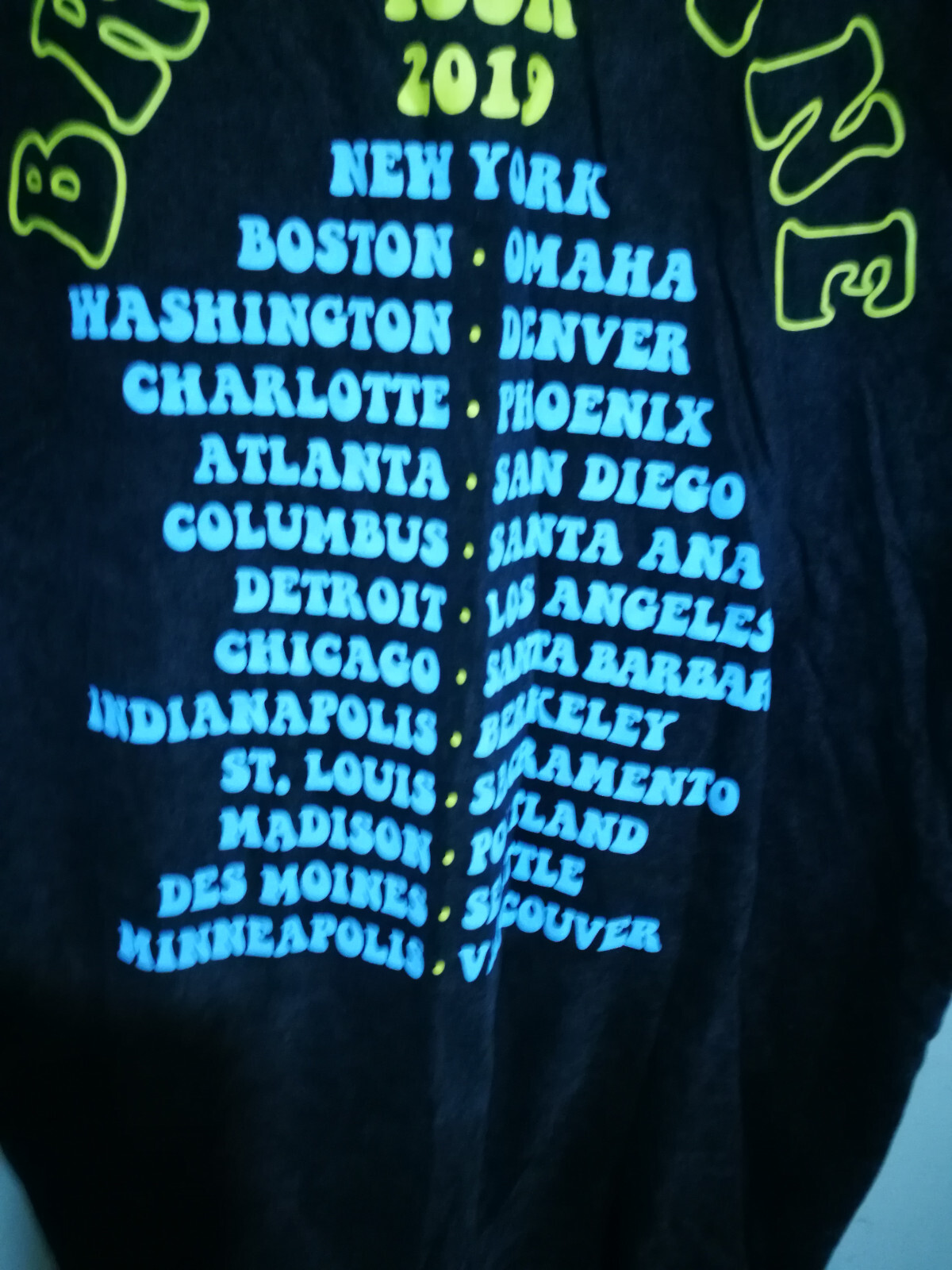American hip hop rap music Bryce Vine 2019 America tour t shirt with dates