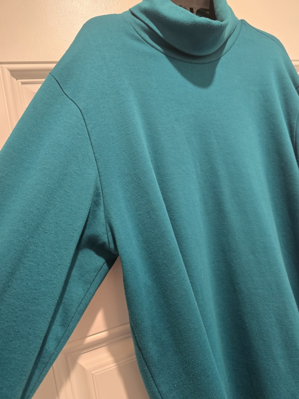 Vintage Lands’ End Shirt Men’s Large Teal Seamless Turtleneck High Neck LS USA