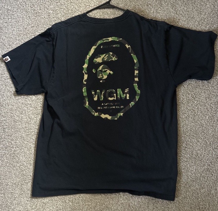 *Rare*A Bathing Ape BAPE World Gone Mad Graphic Logo T-Shirt Black Men’s 2XL