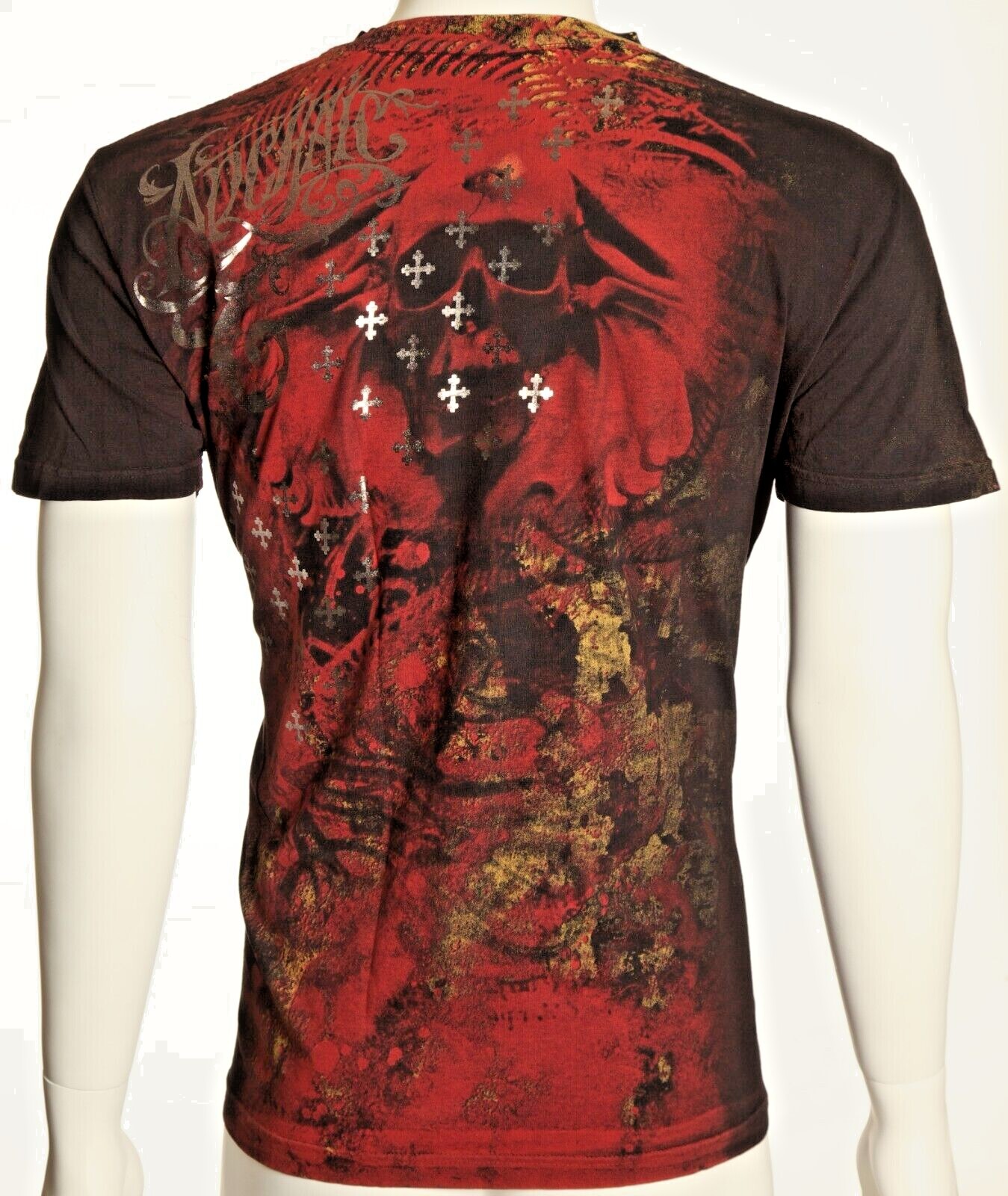 ARCHAIC by AFFLICTION Black BRASS Short Sleeve Slim Fit Y2K MMA Elite T-shirt