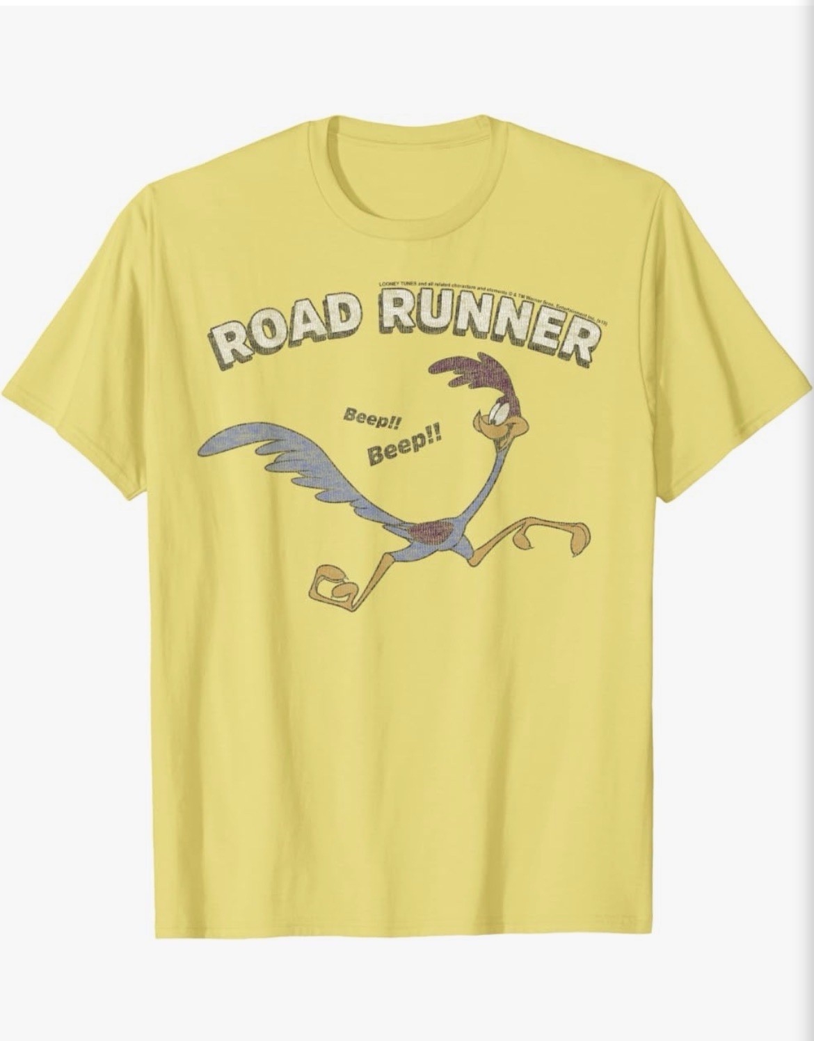 Looney Tunes Road Runner Yellow T Shirt Men’s Large Short Sleeve