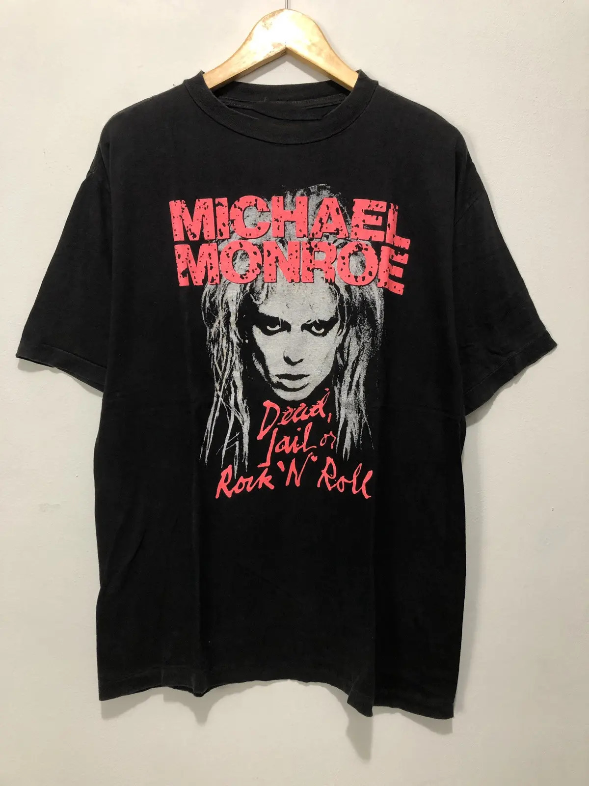 Vtg Michael Monroe Singer Heavy Cotton For Men Black All Size Shirt JJ58