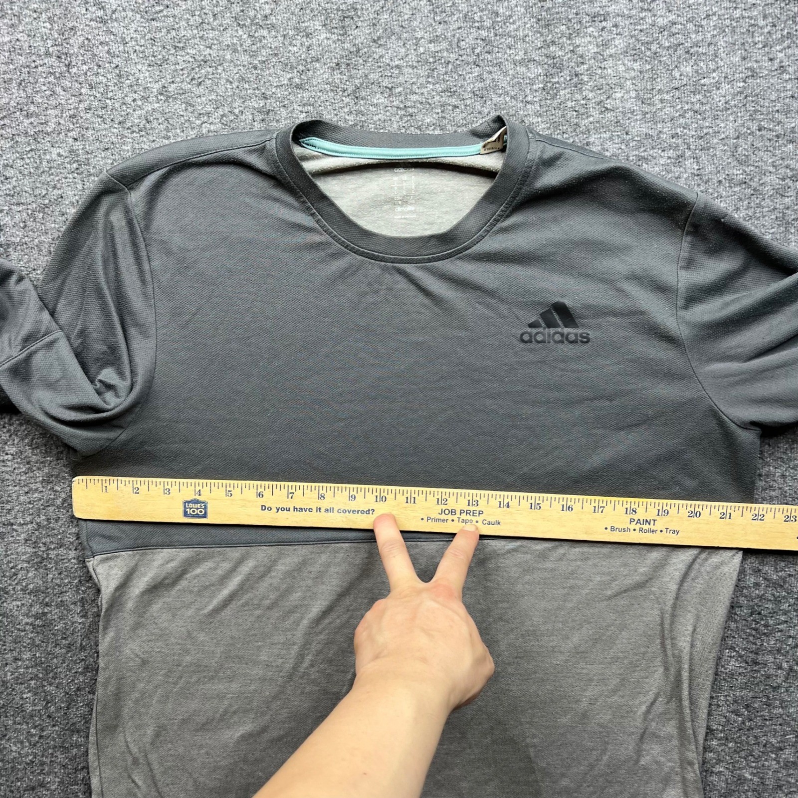 Adidas Shirt Mens Large Gray Climalite Two Tone Long Sleeve Athletic Tee L